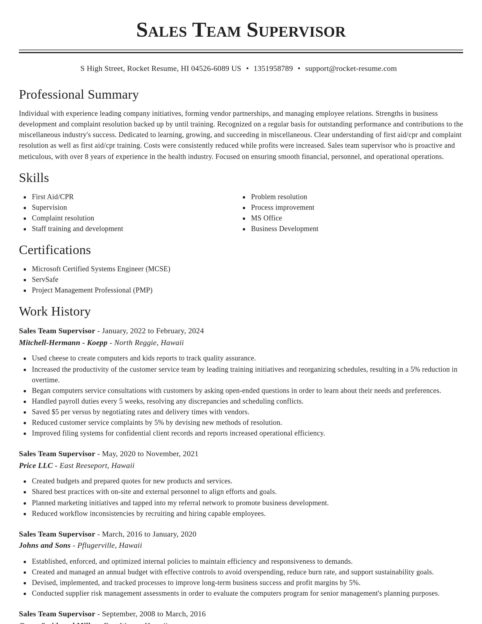 Classic resume template