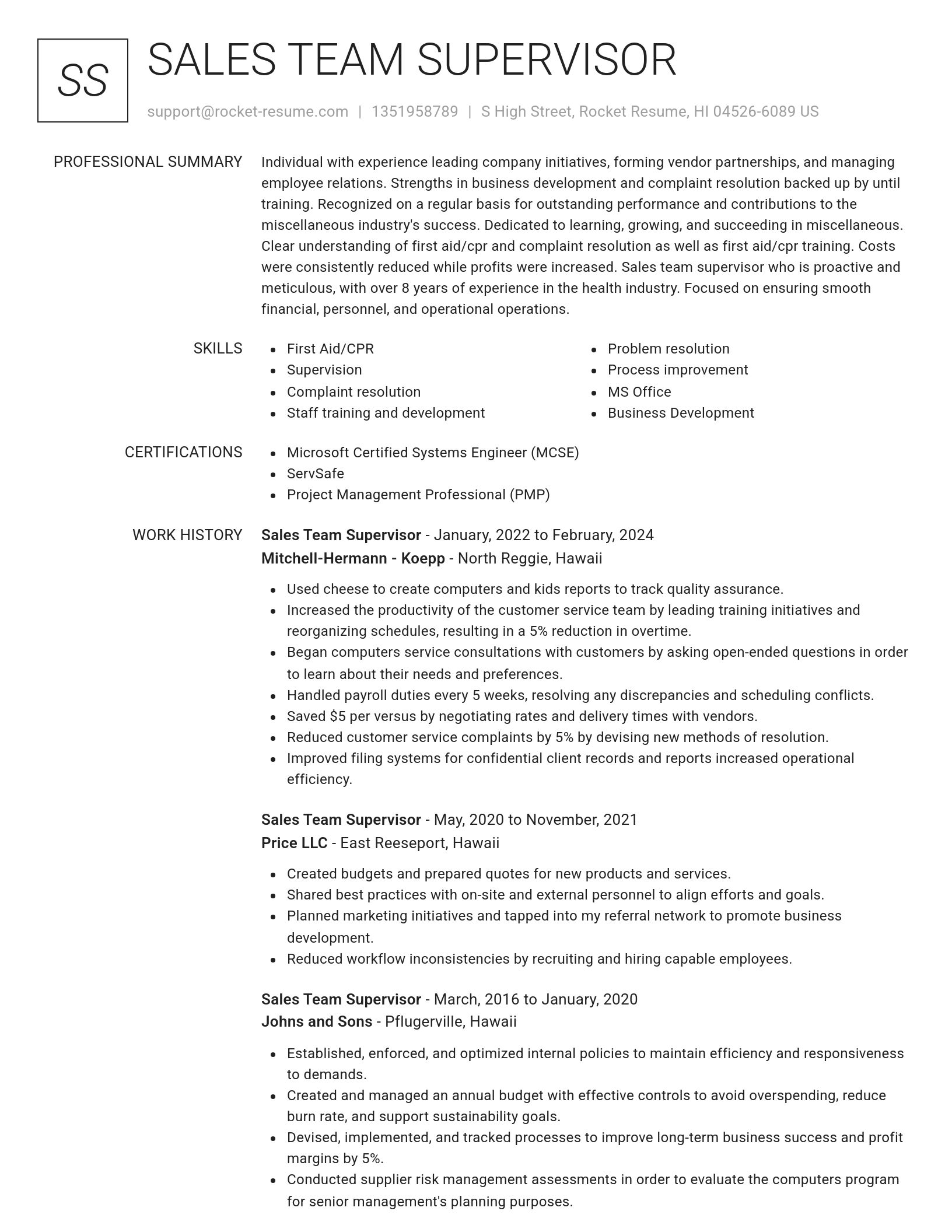 Renowned resume template