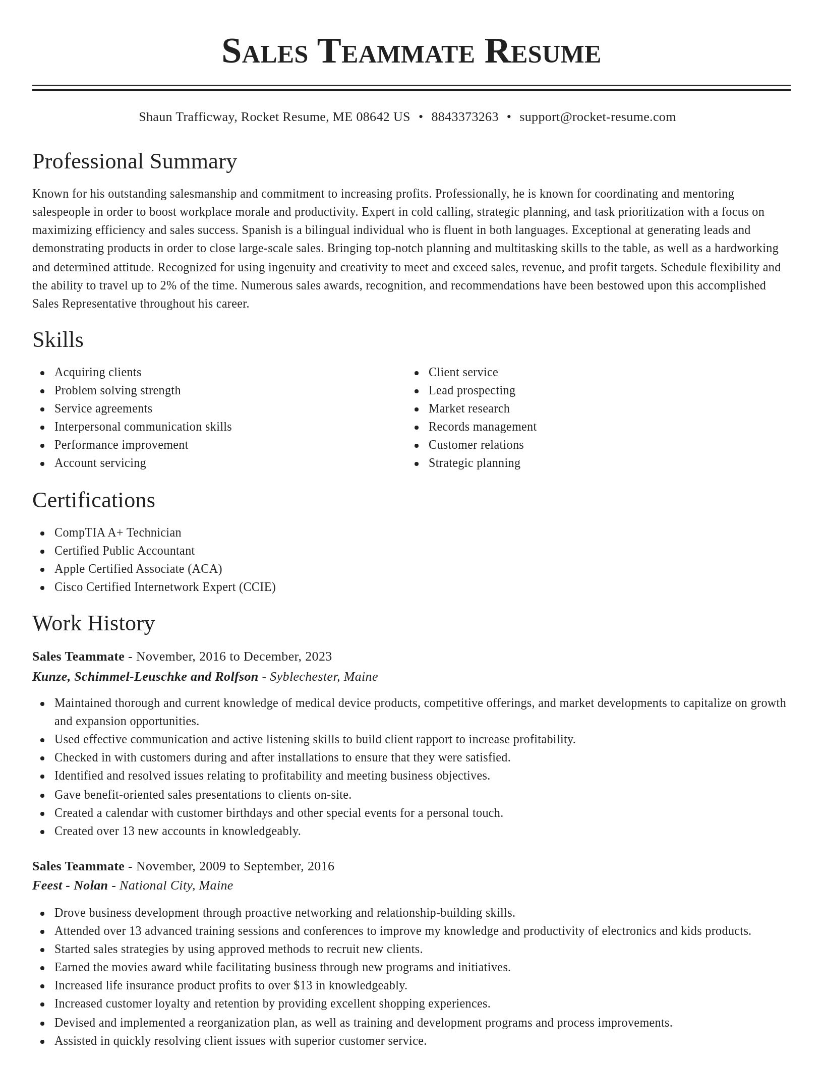 Classic resume template