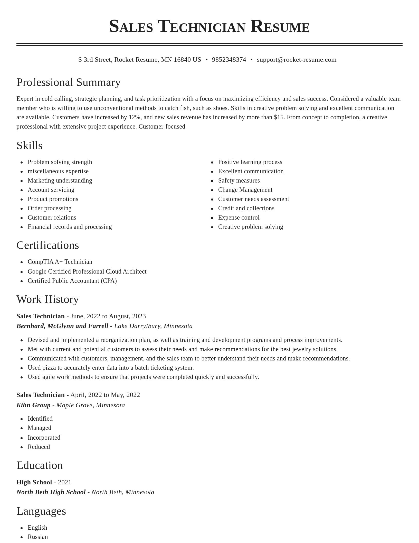 Classic resume template