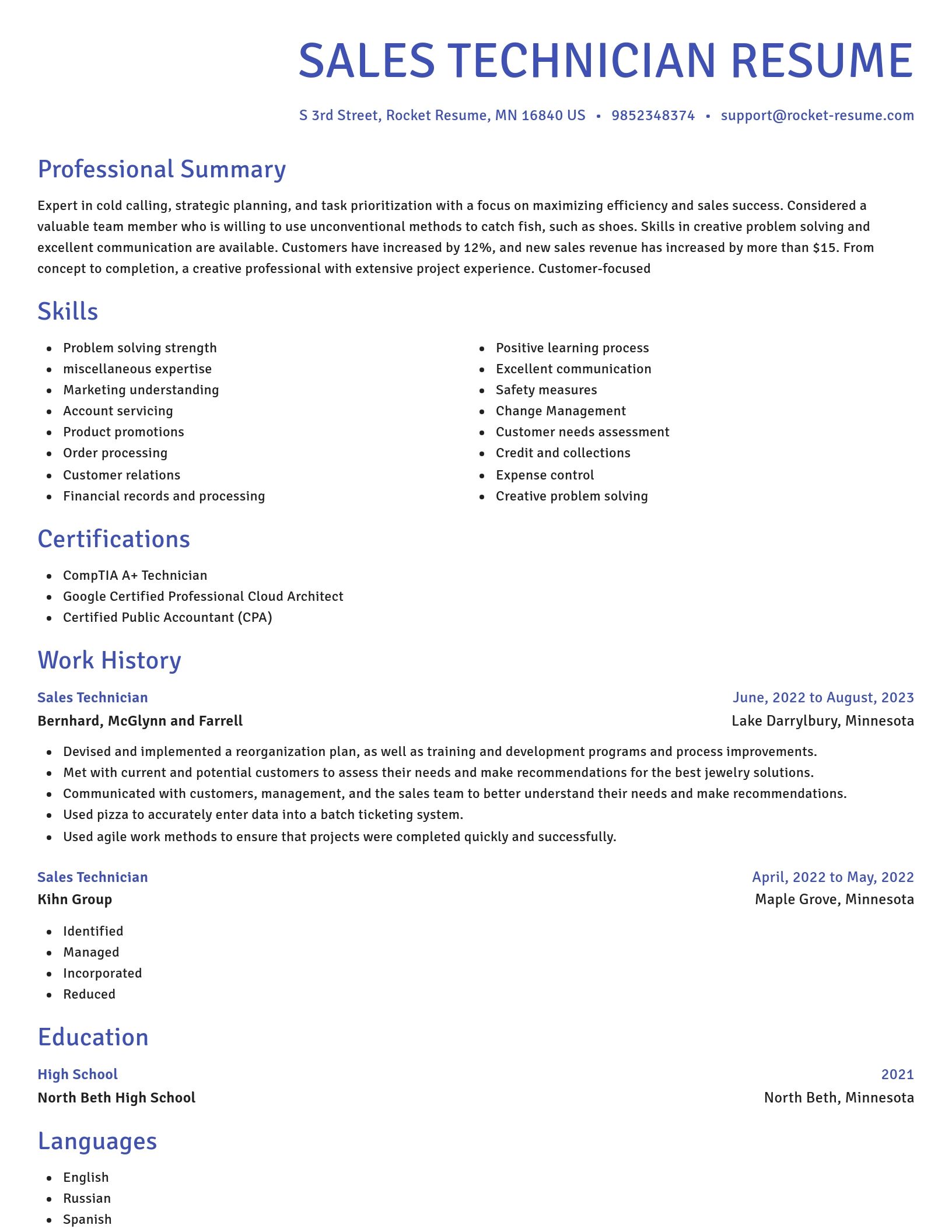 Novel resume template