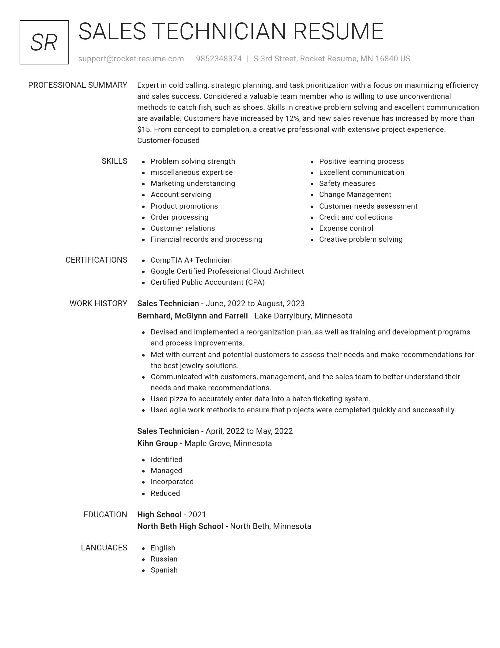 Renowned resume template