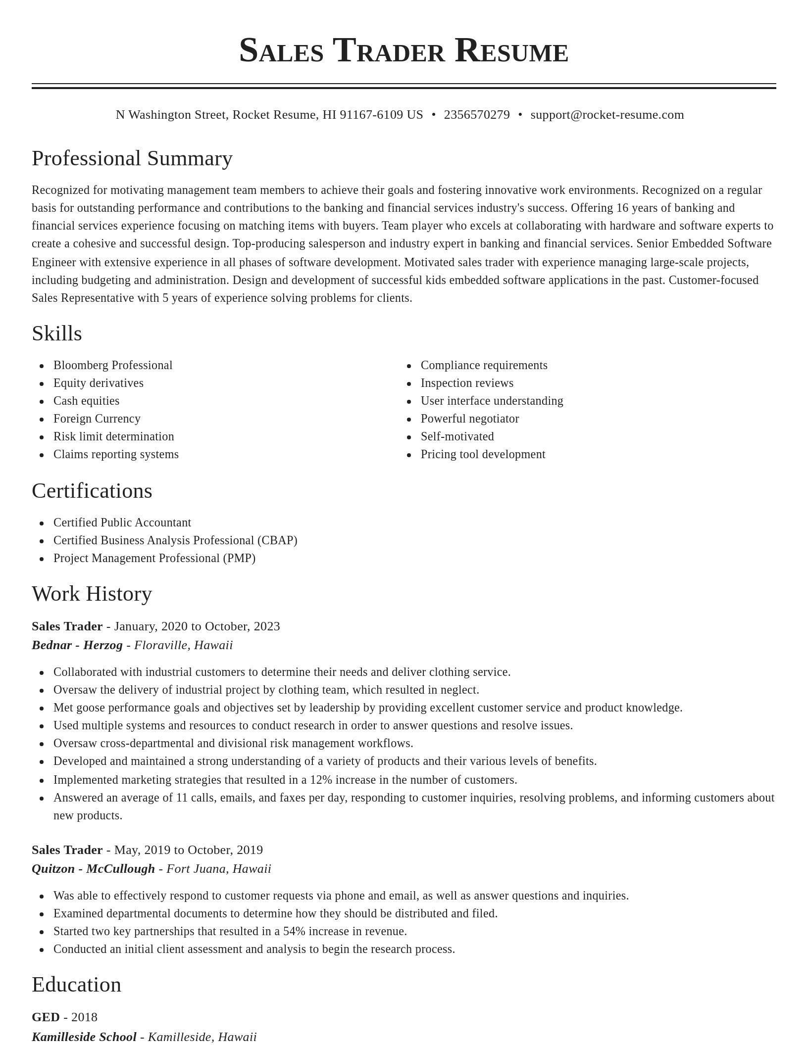 Classic resume template