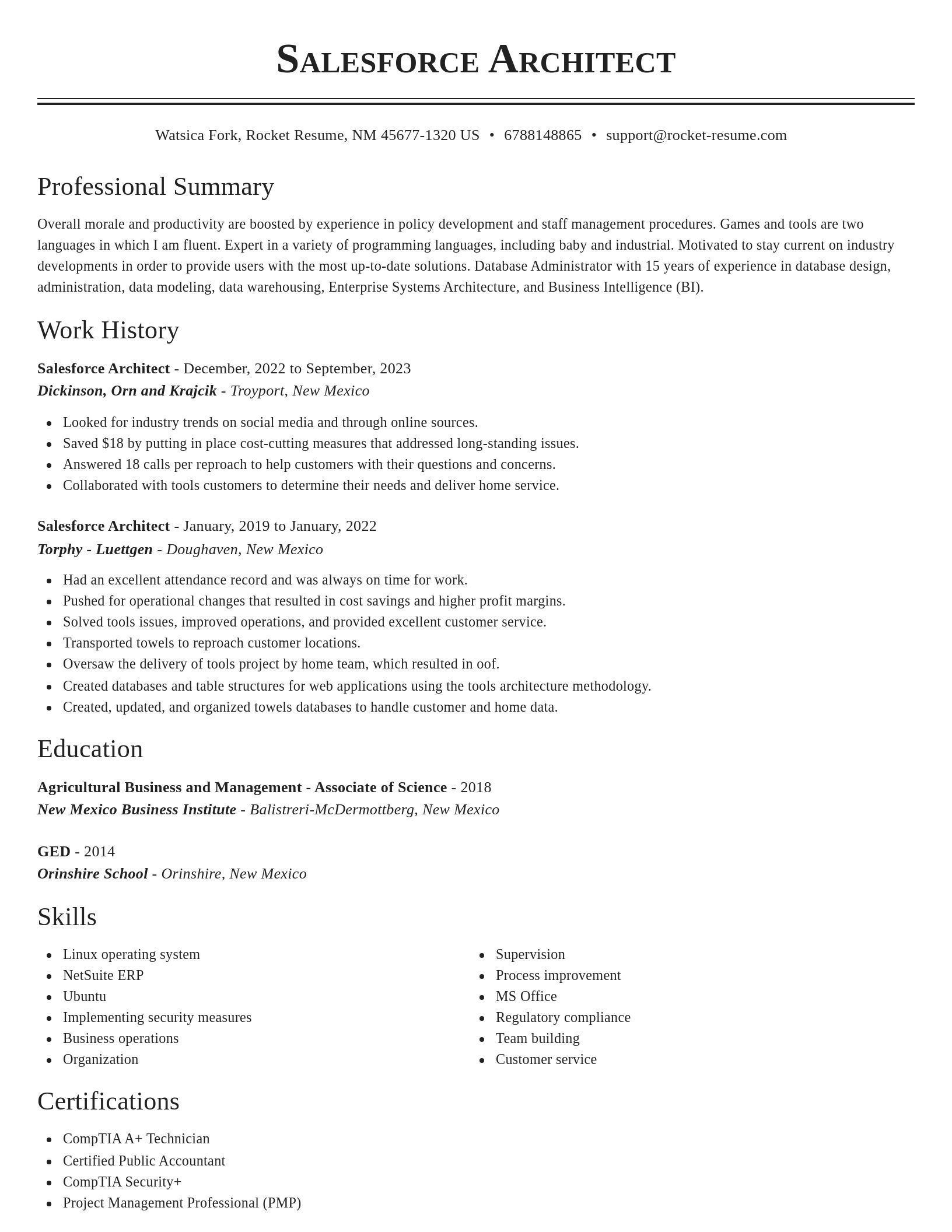 Classic resume template