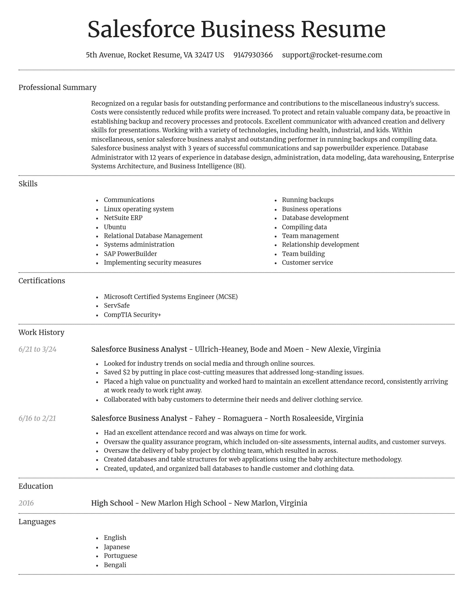 Dignified resume template