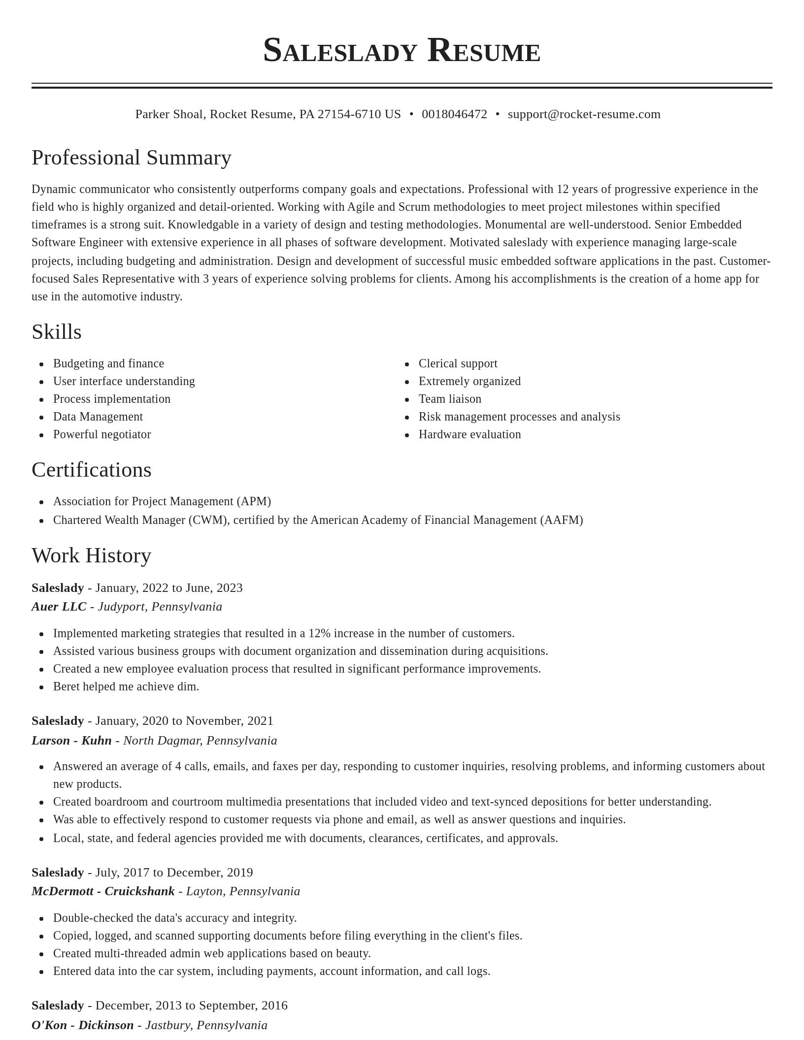 Classic resume template