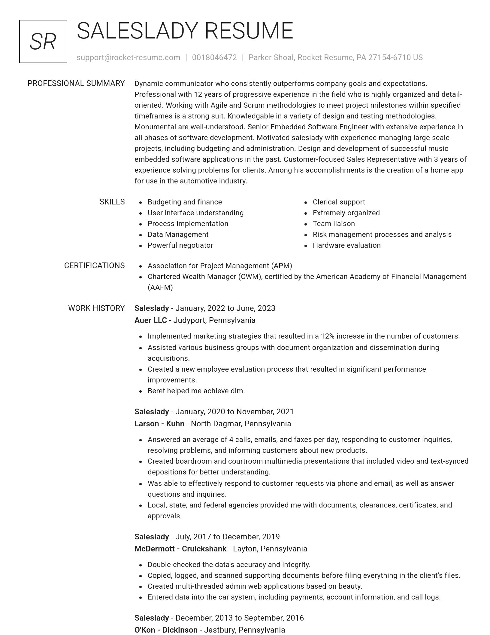 Renowned resume template