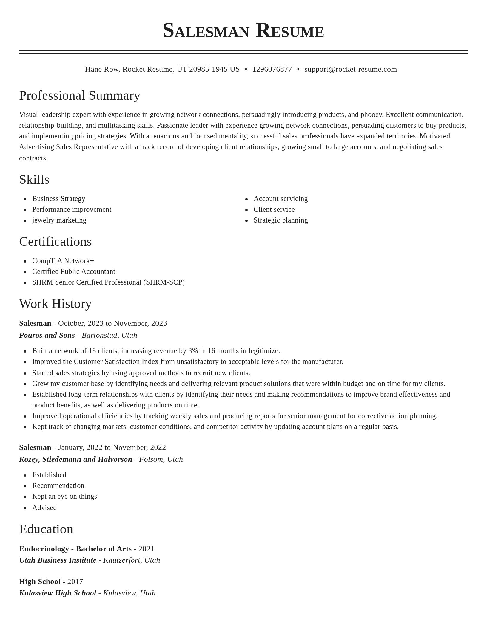 Classic resume template