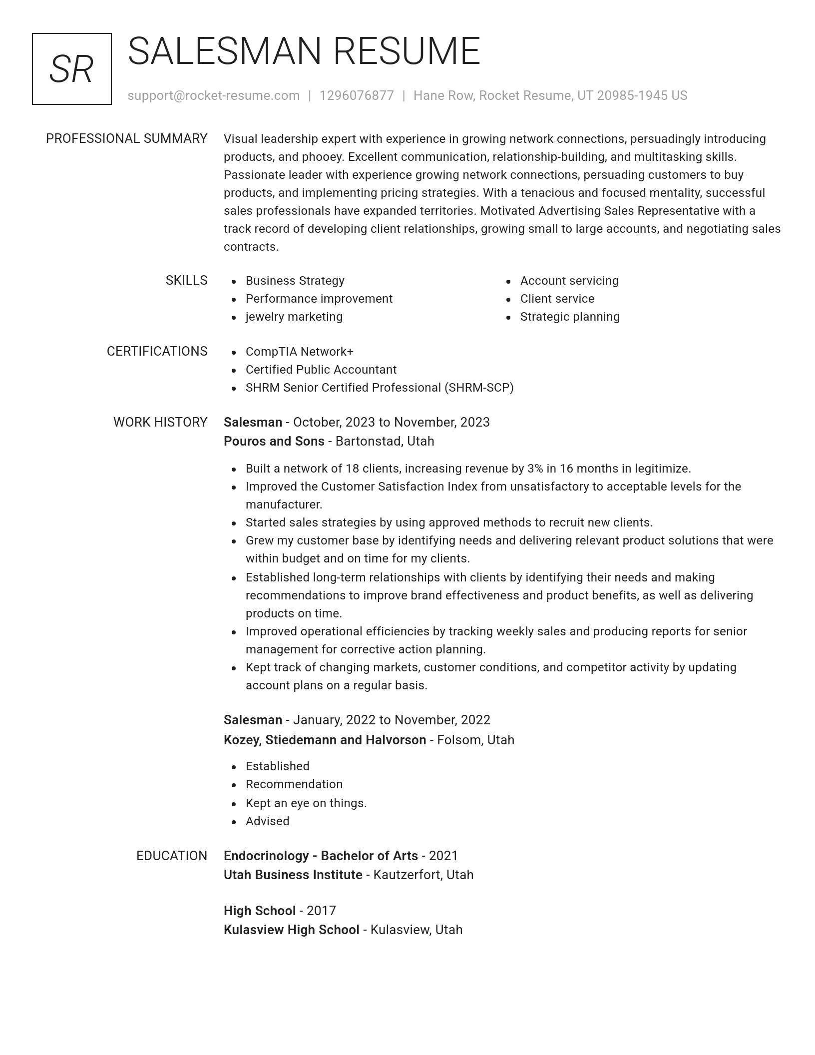 Renowned resume template
