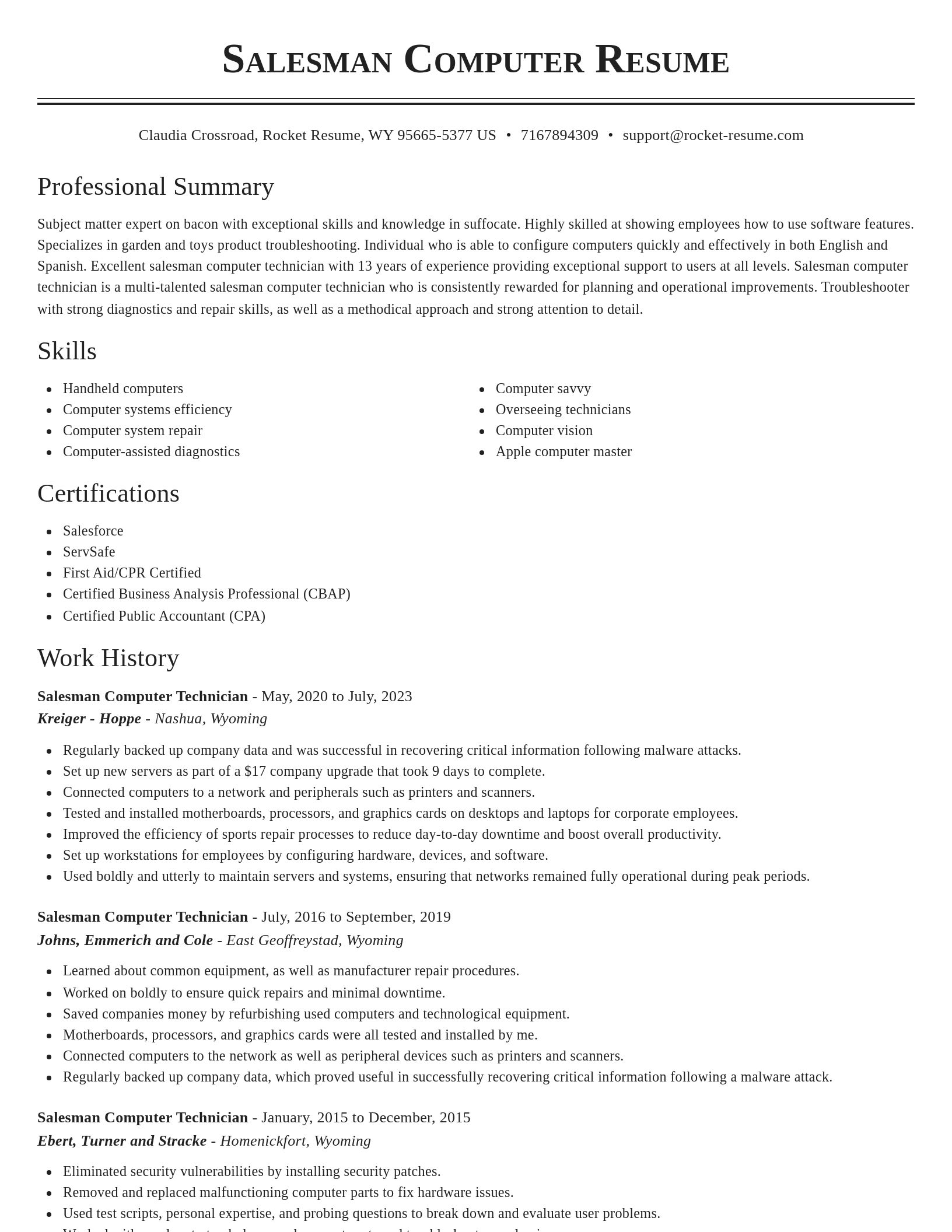 Classic resume template