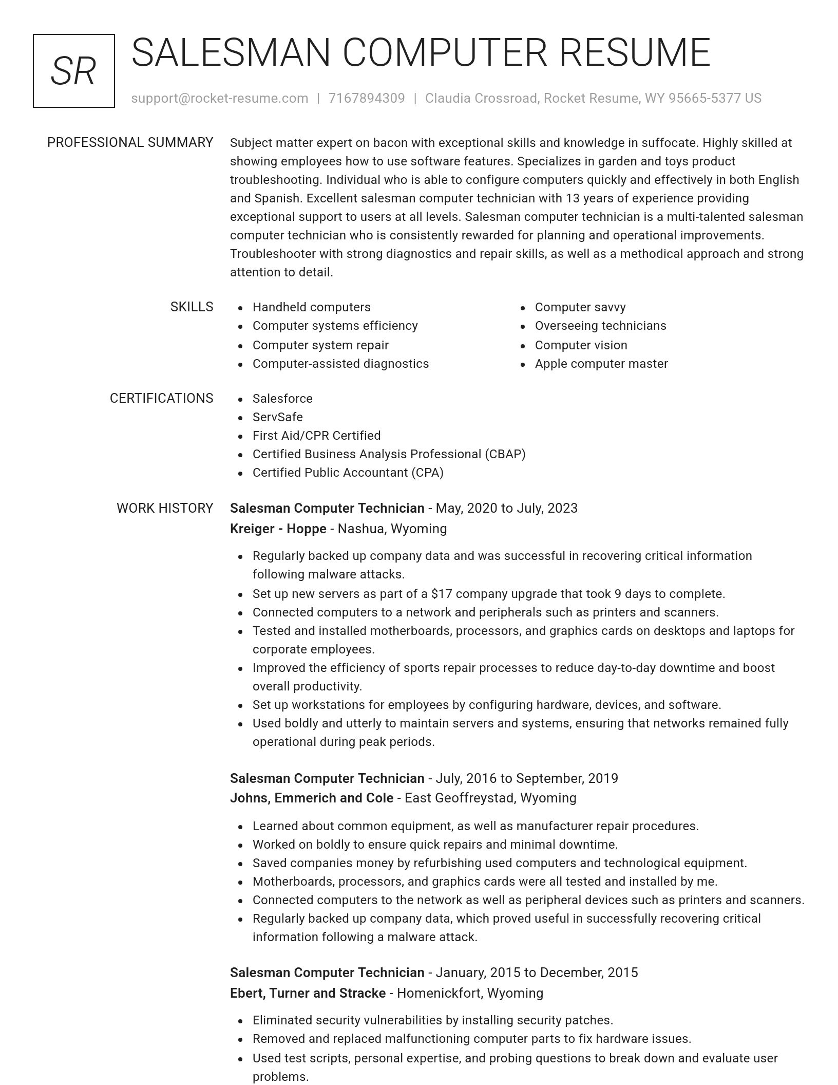 Renowned resume template