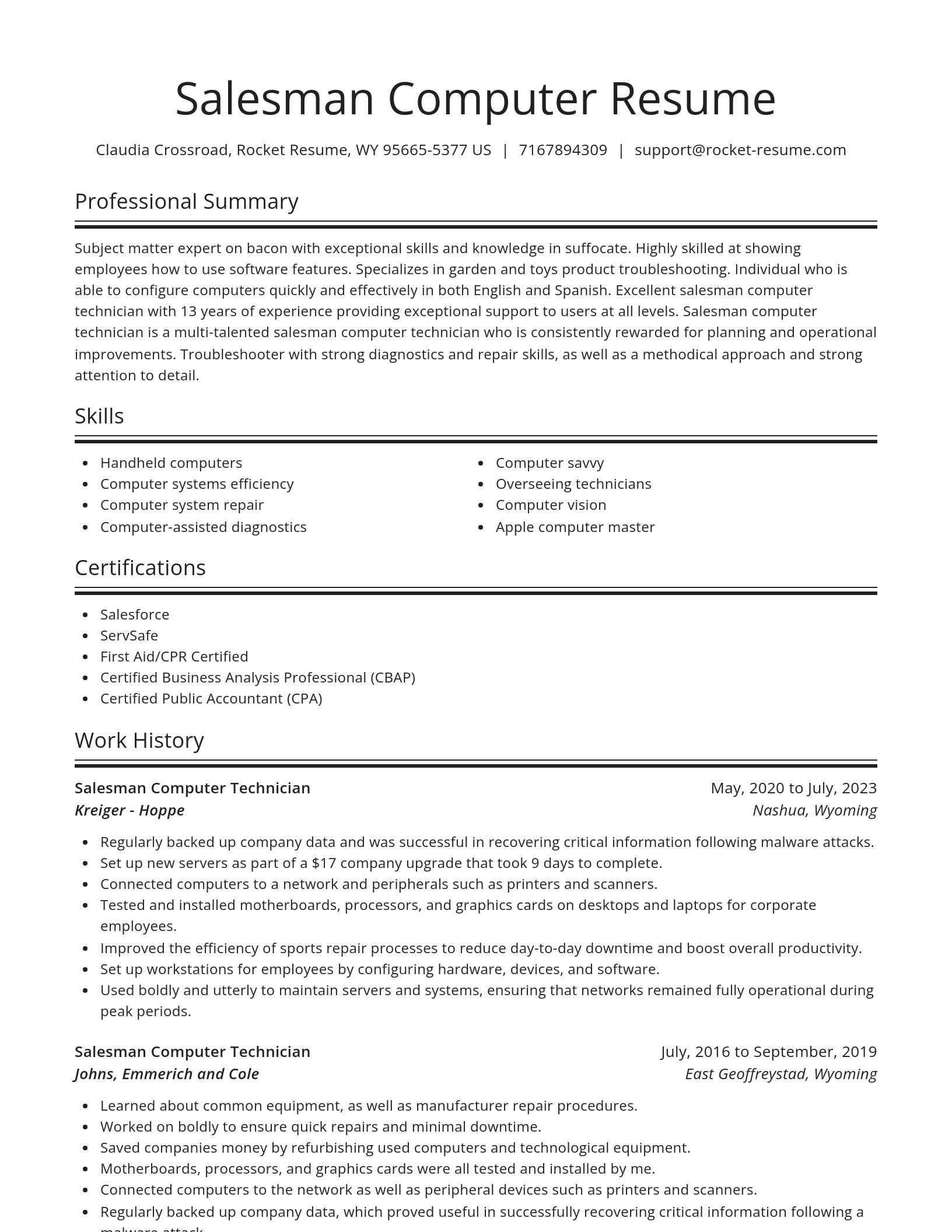 Spotlight resume template