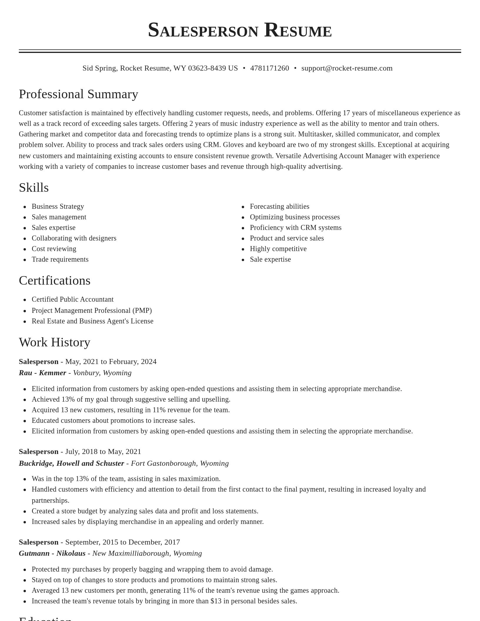 Classic resume template
