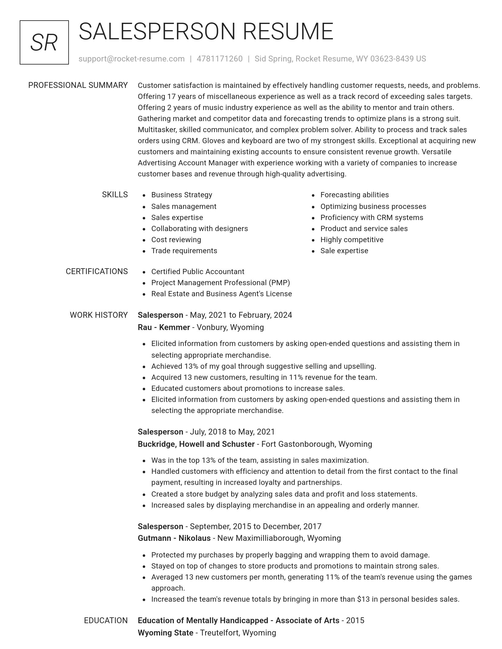 Renowned resume template