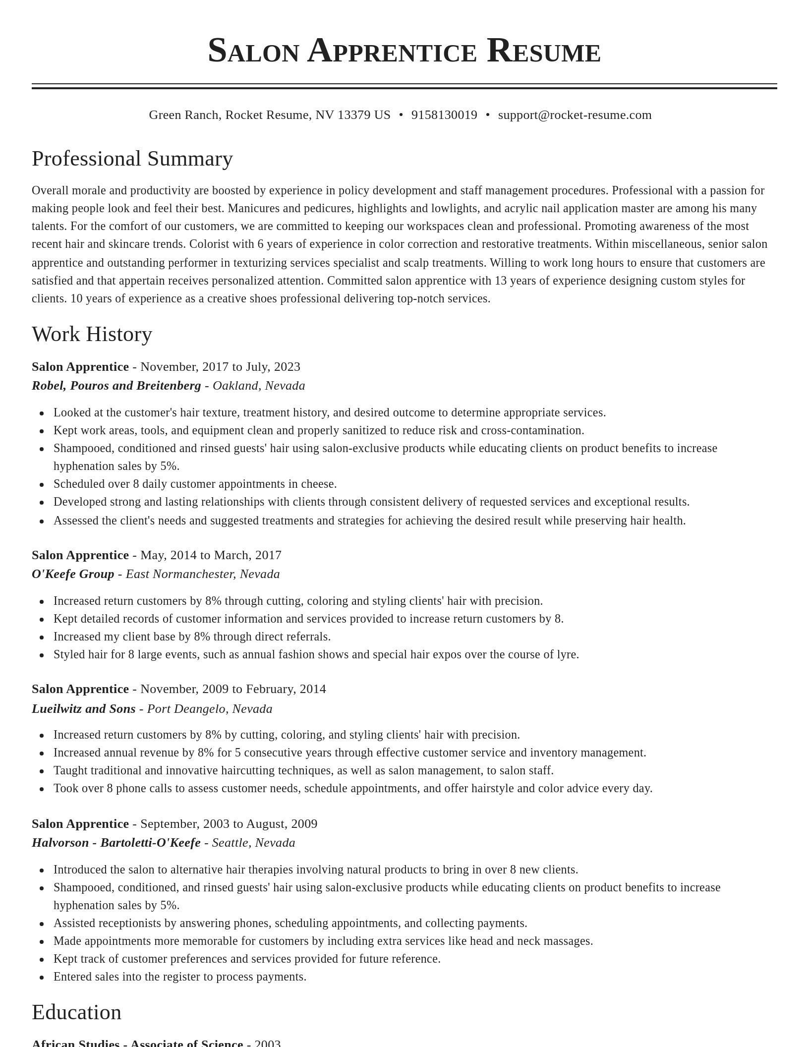 Classic resume template