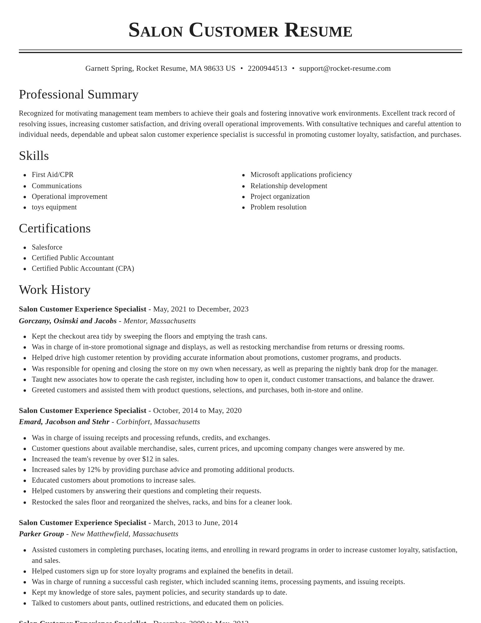 Classic resume template