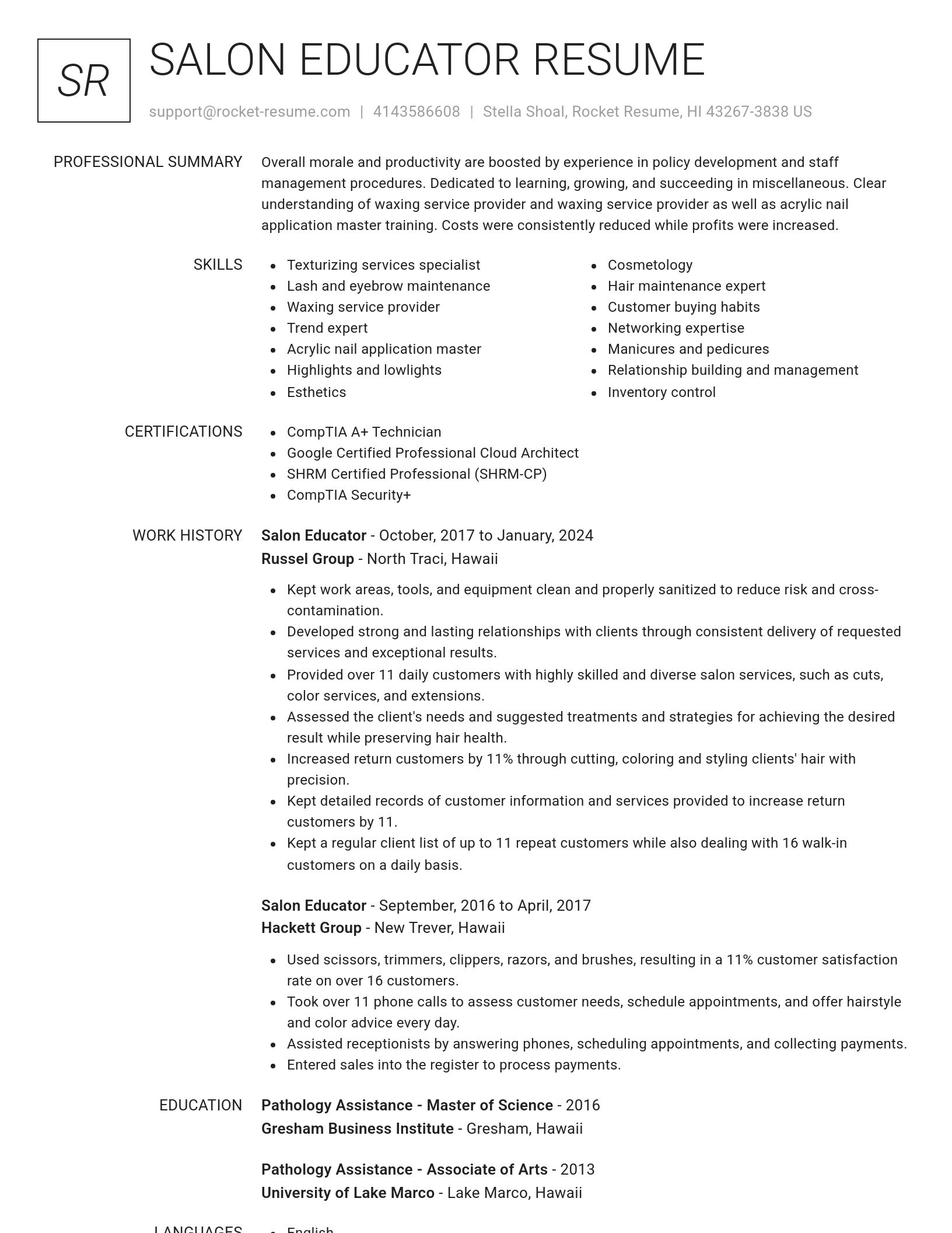 Renowned resume template