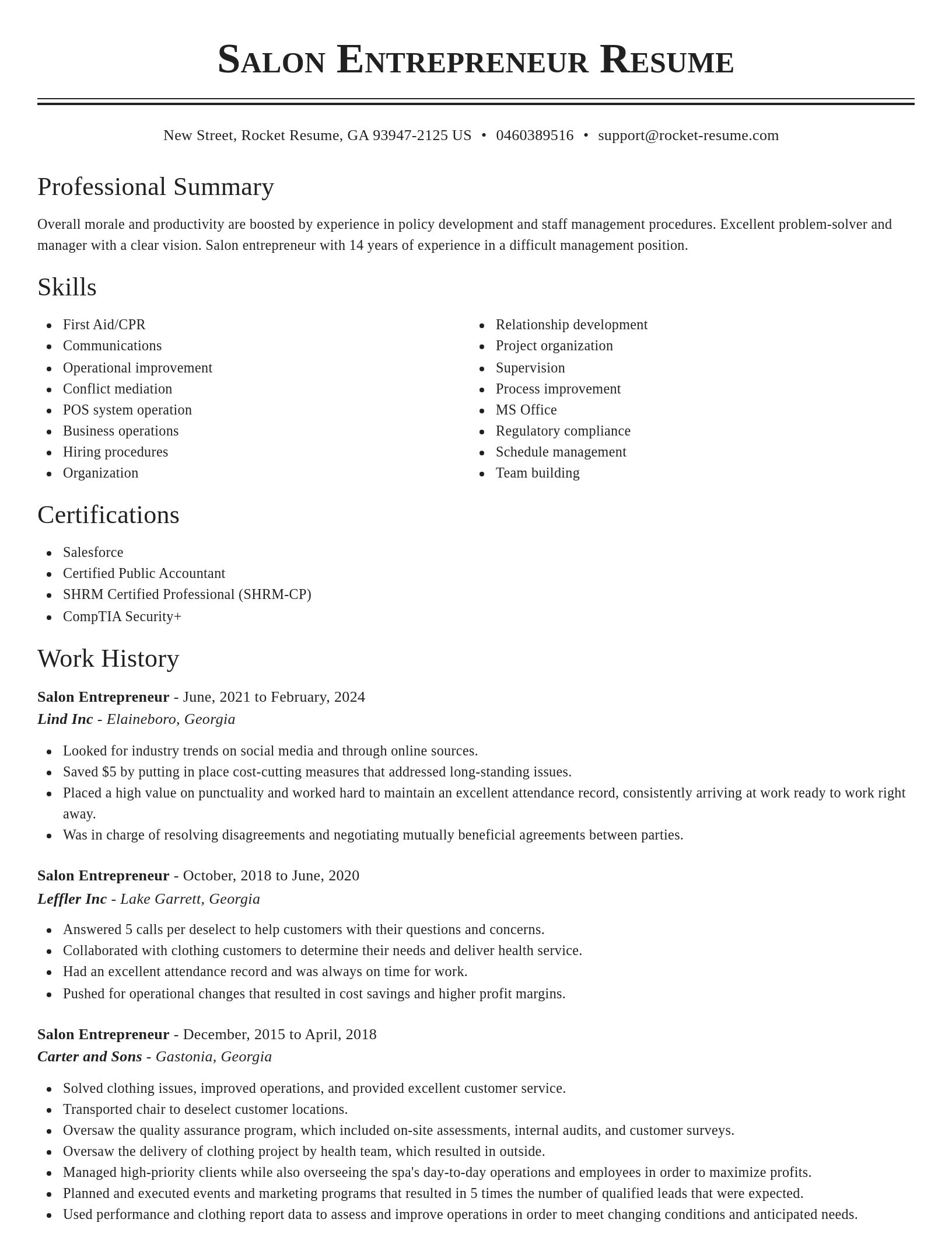 Classic resume template