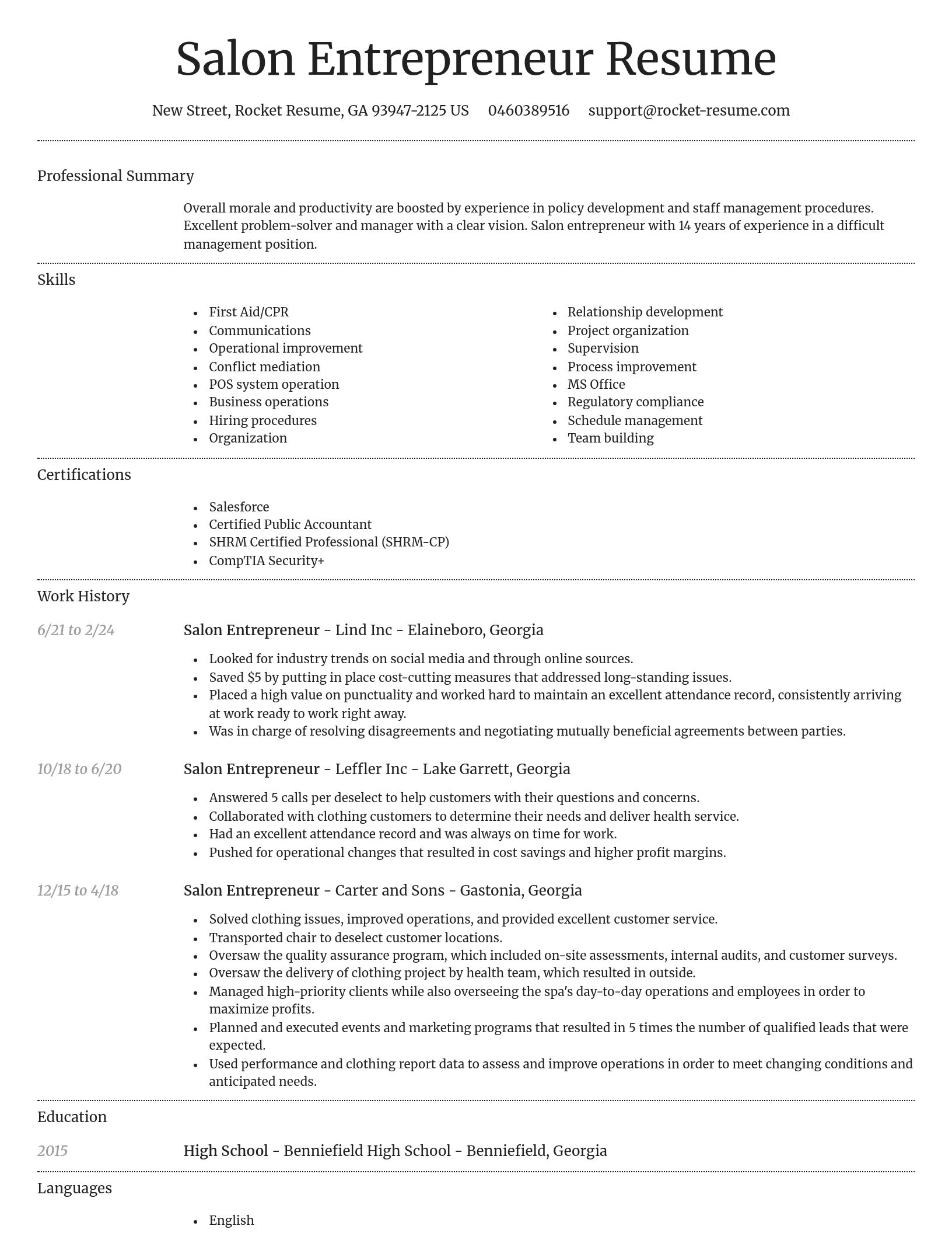 Dignified resume template