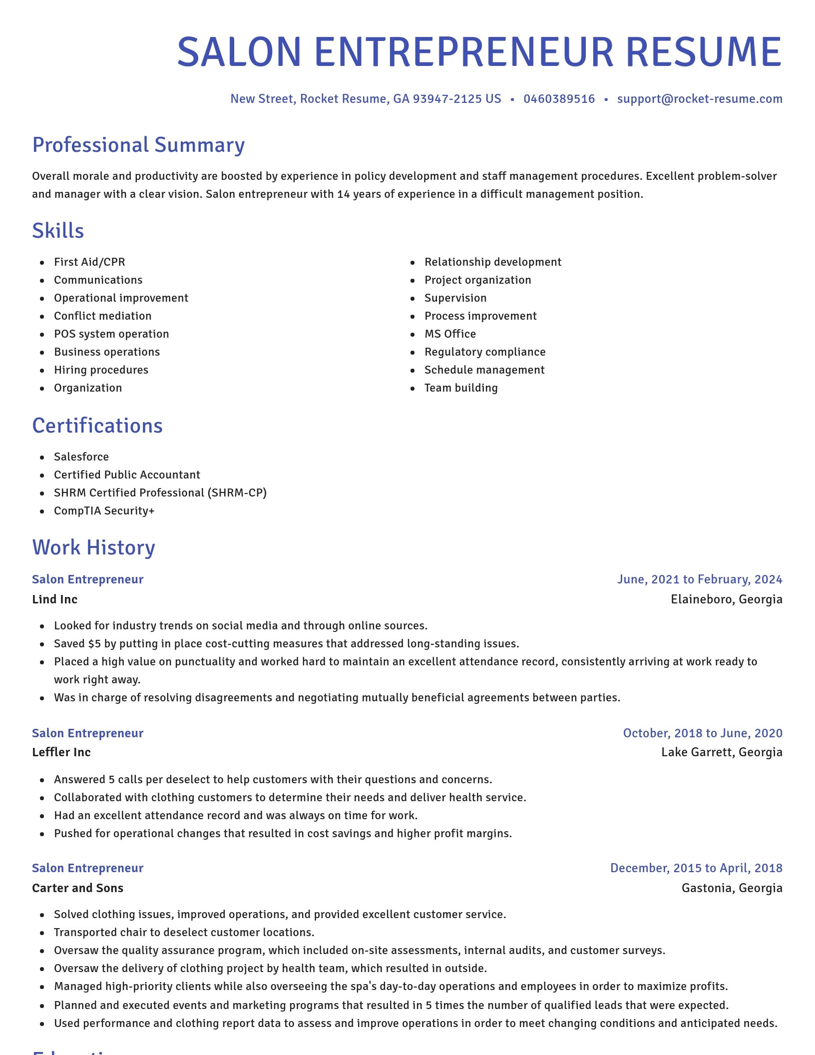 Novel resume template