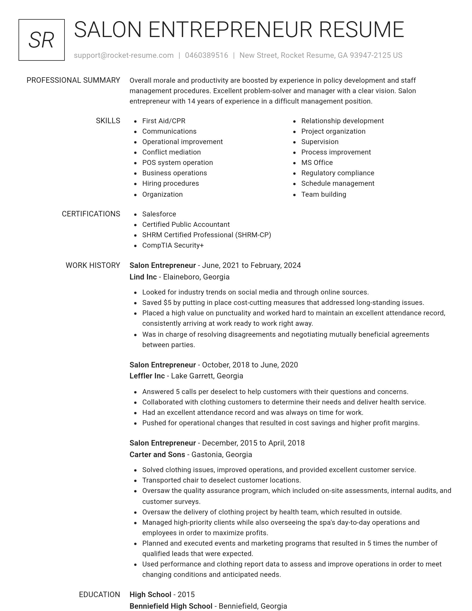 Renowned resume template