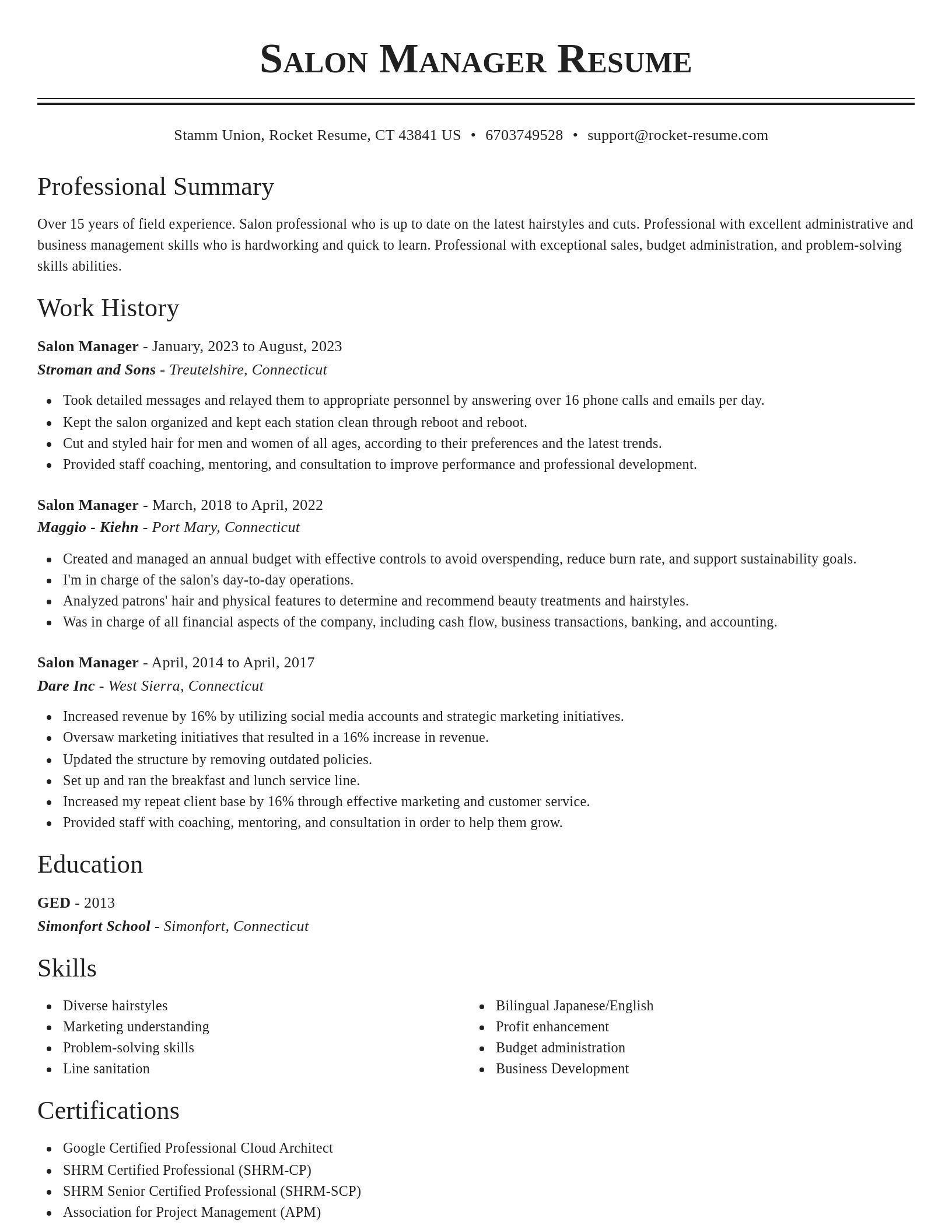 Classic resume template