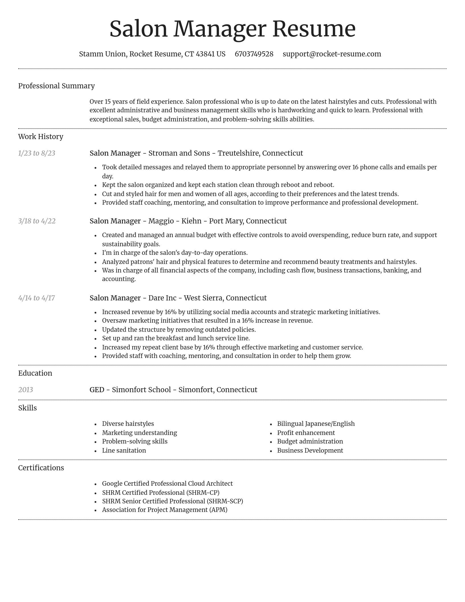 Dignified resume template