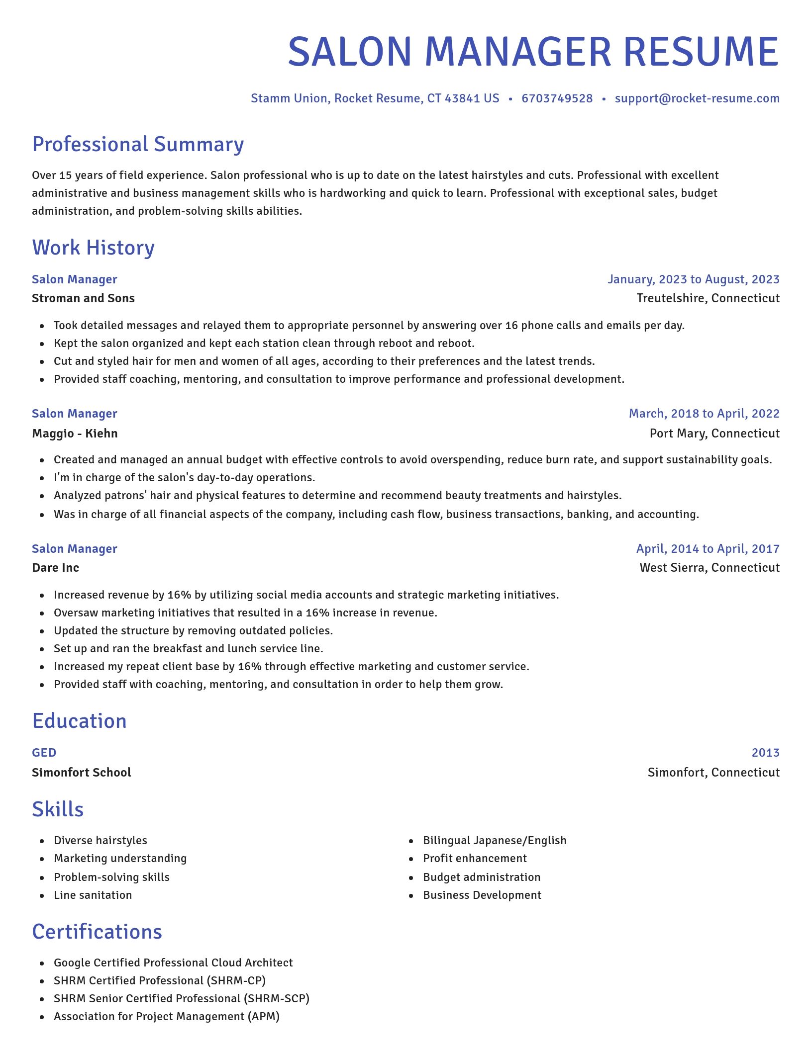 Novel resume template