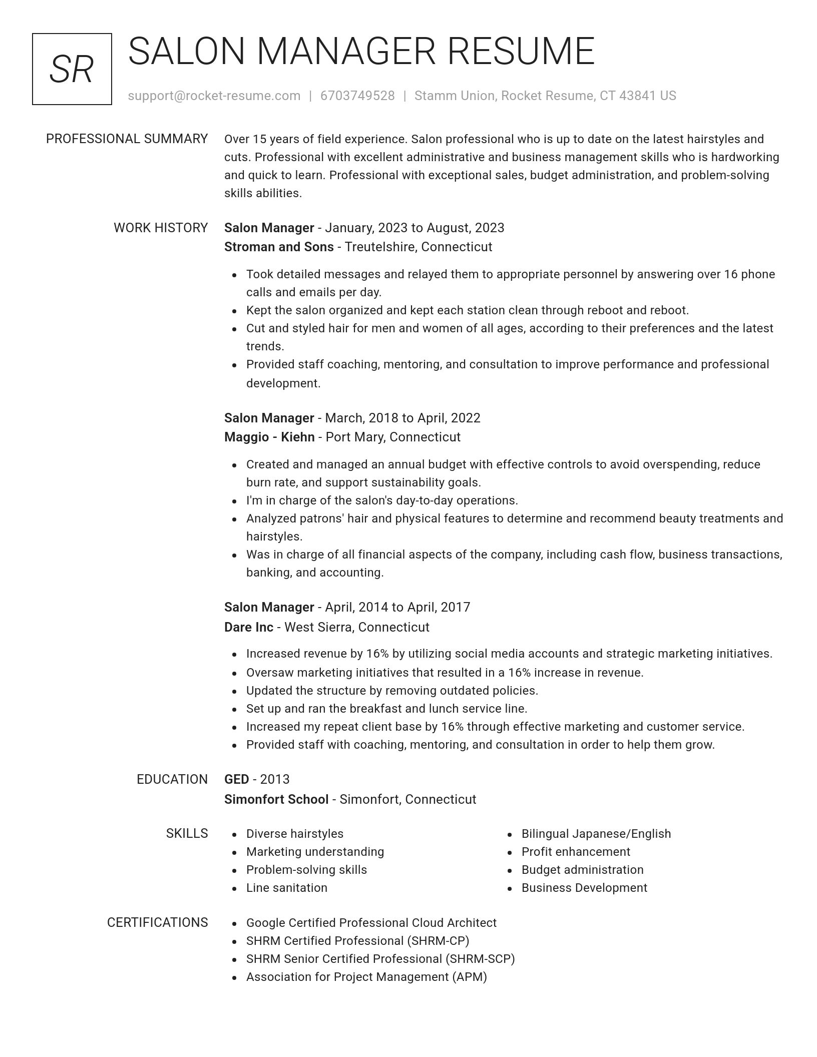 Renowned resume template