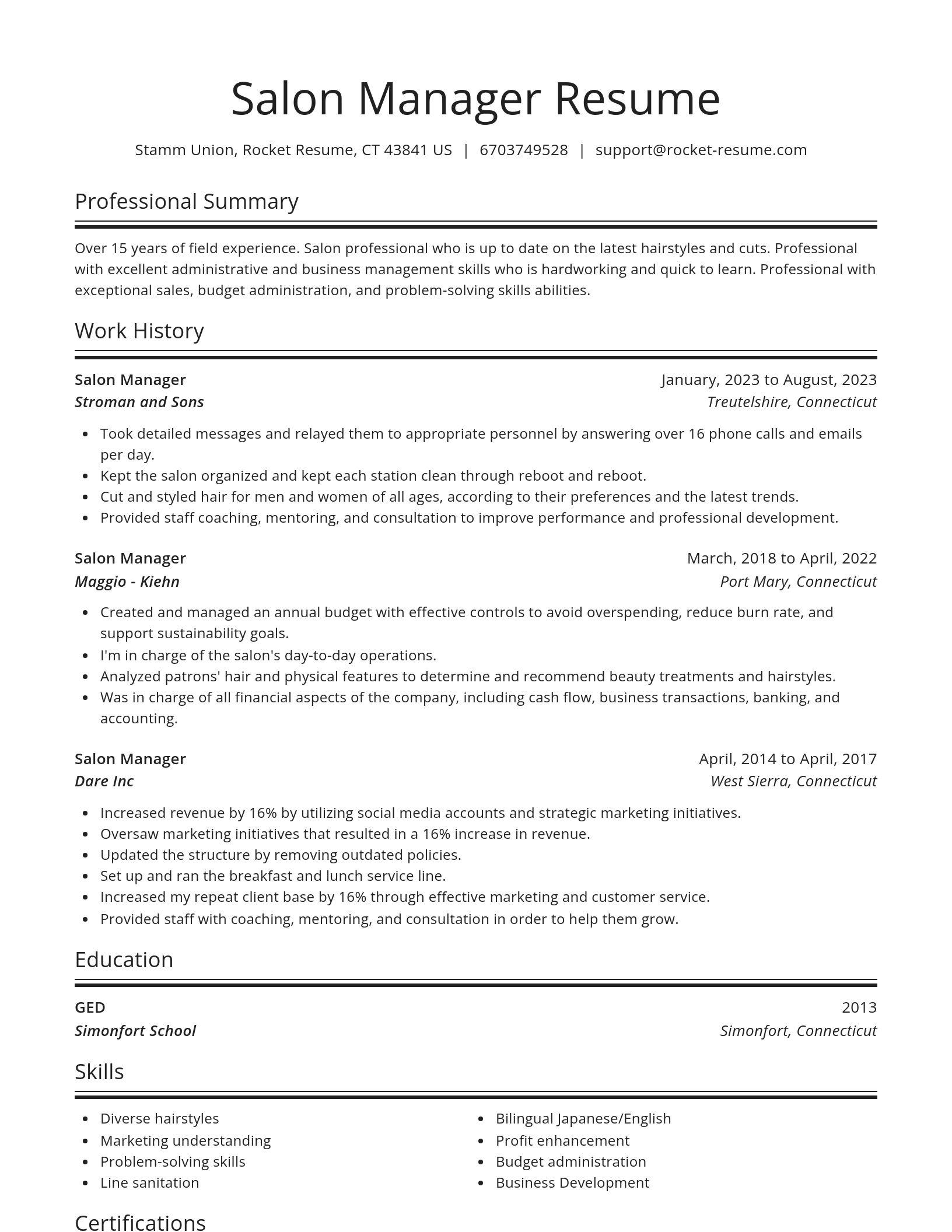 Spotlight resume template