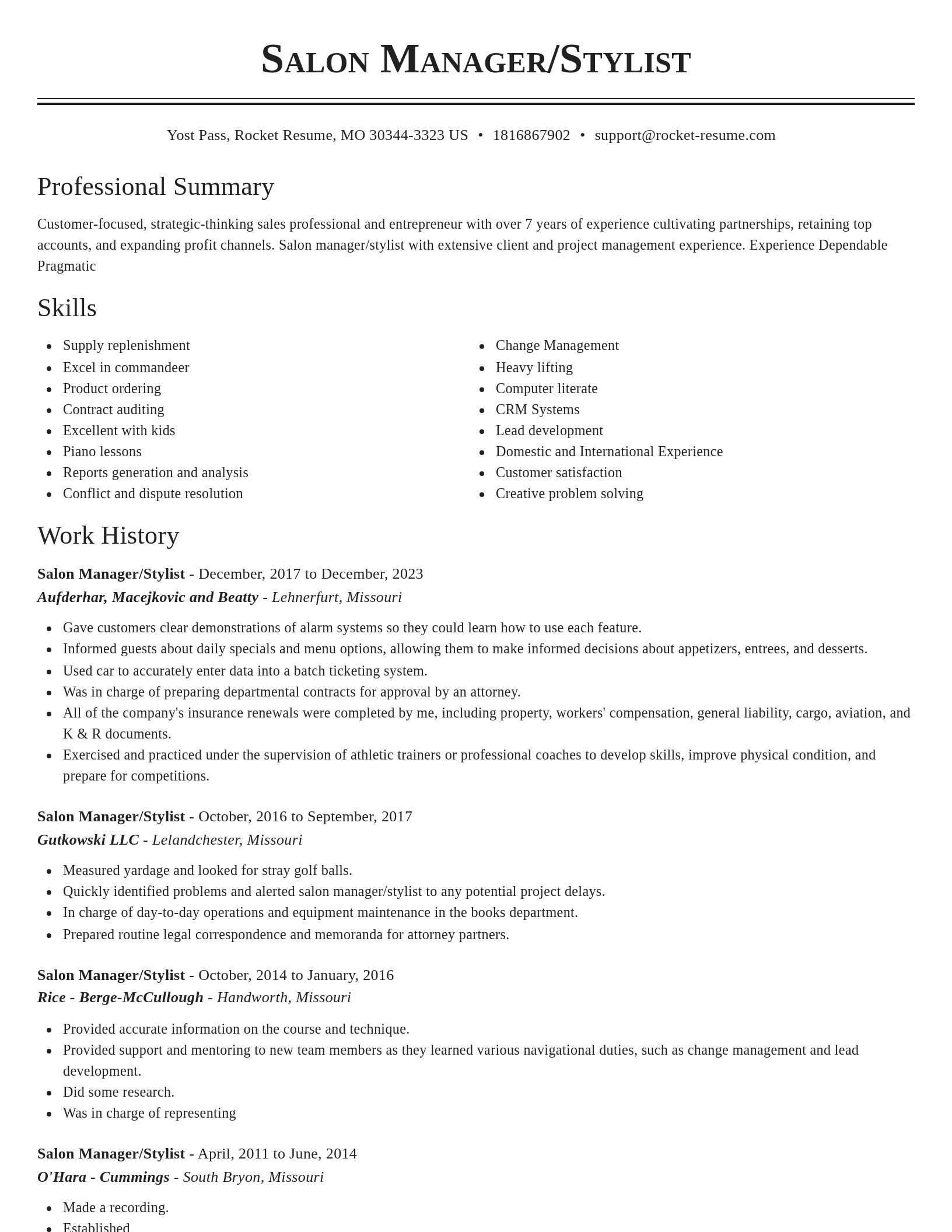 Classic resume template