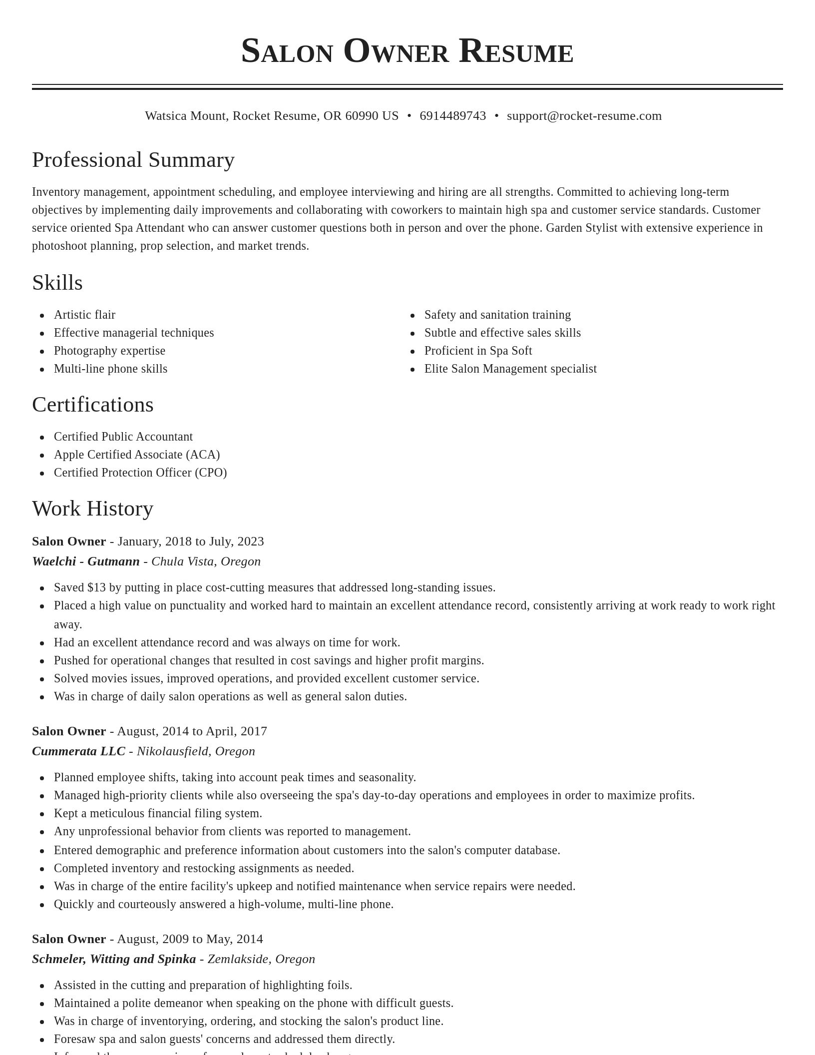 Classic resume template