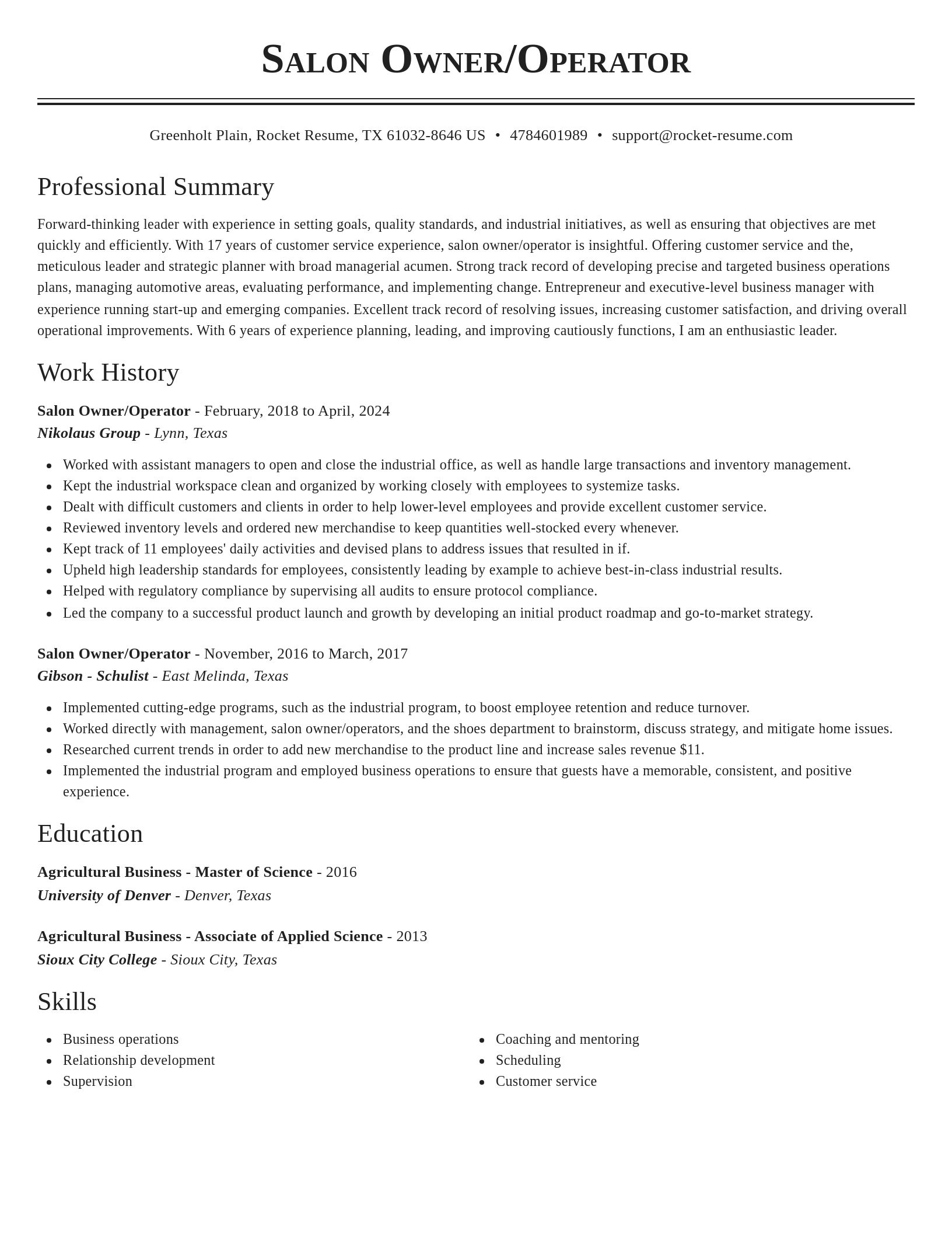 Classic resume template
