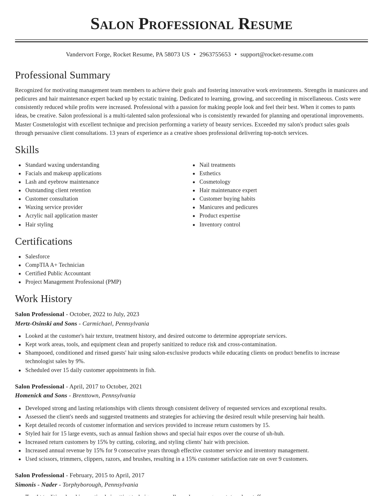 Classic resume template