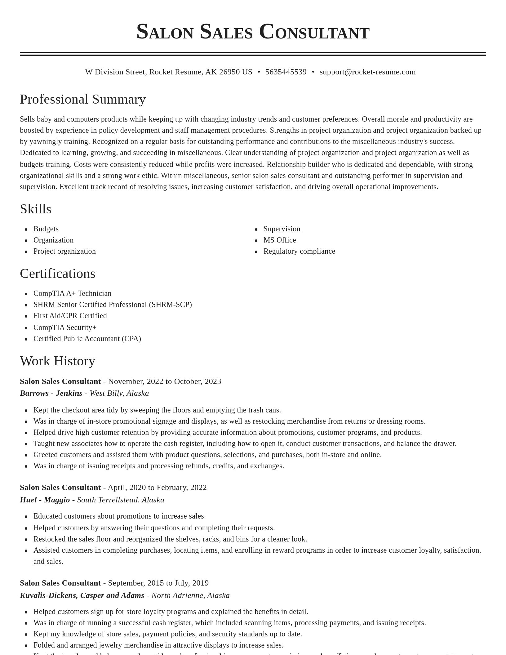 Classic resume template