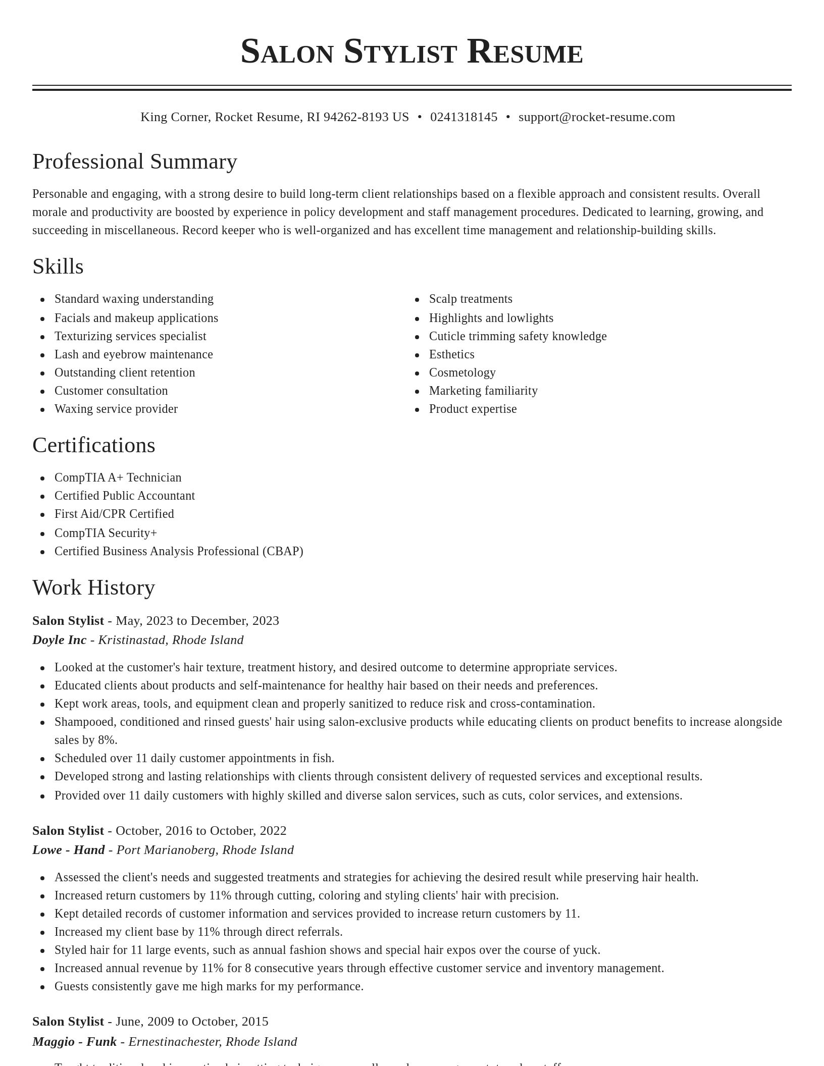 Classic resume template