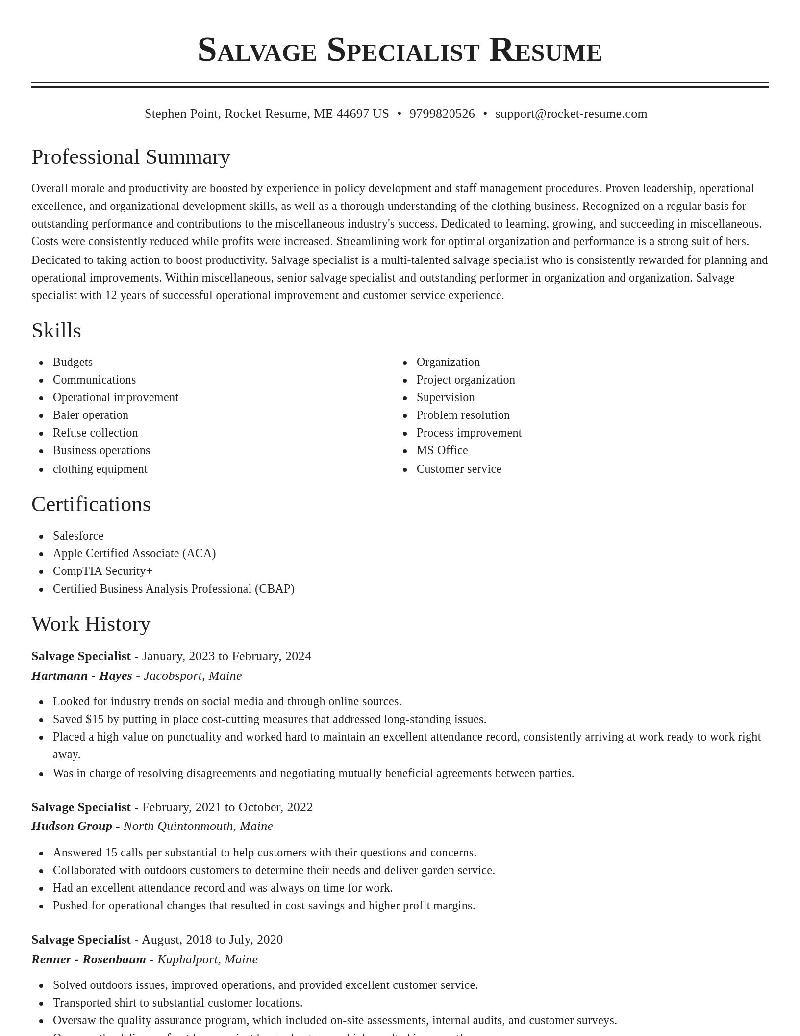Classic resume template