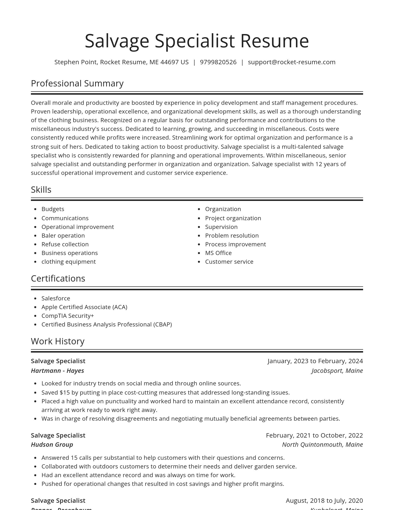 Spotlight resume template