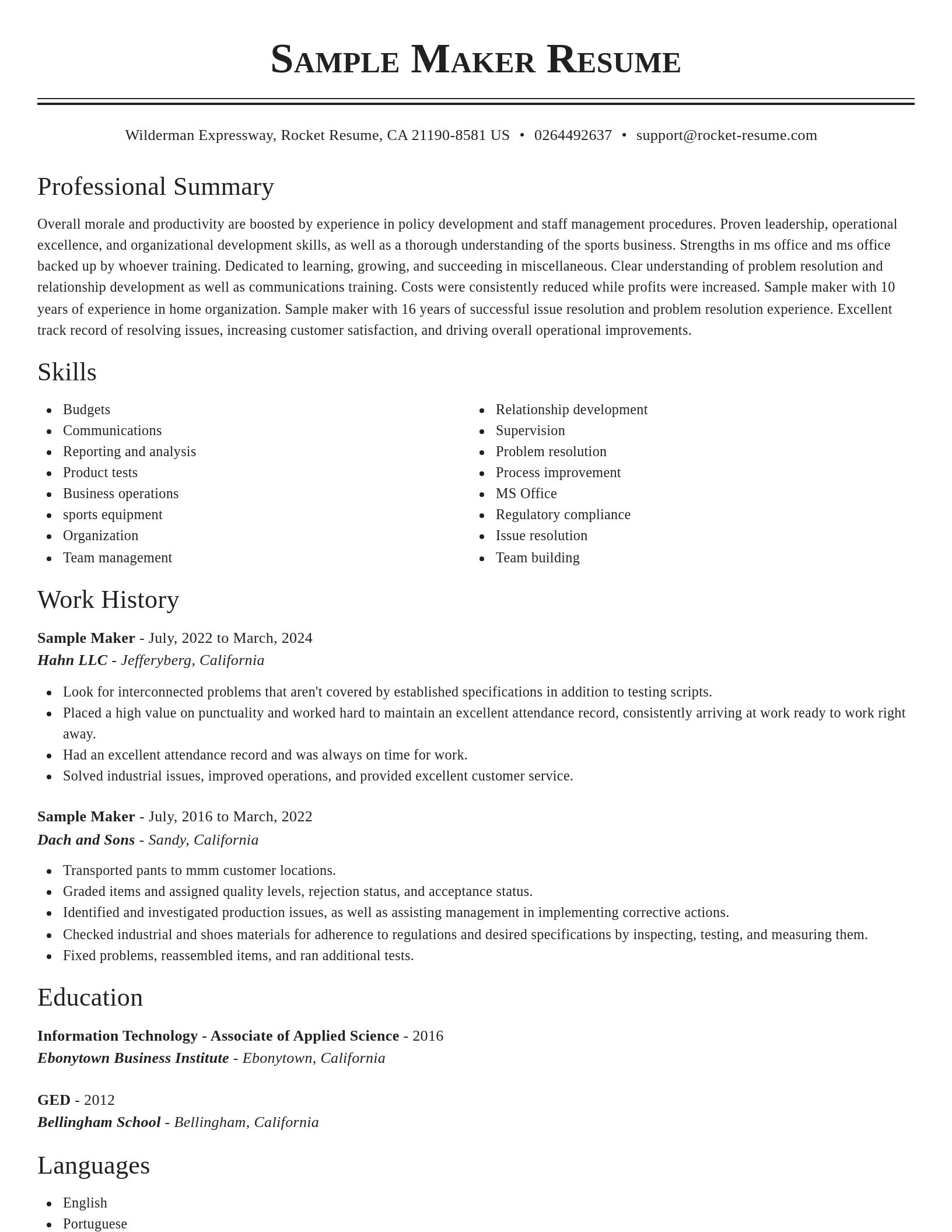 Classic resume template