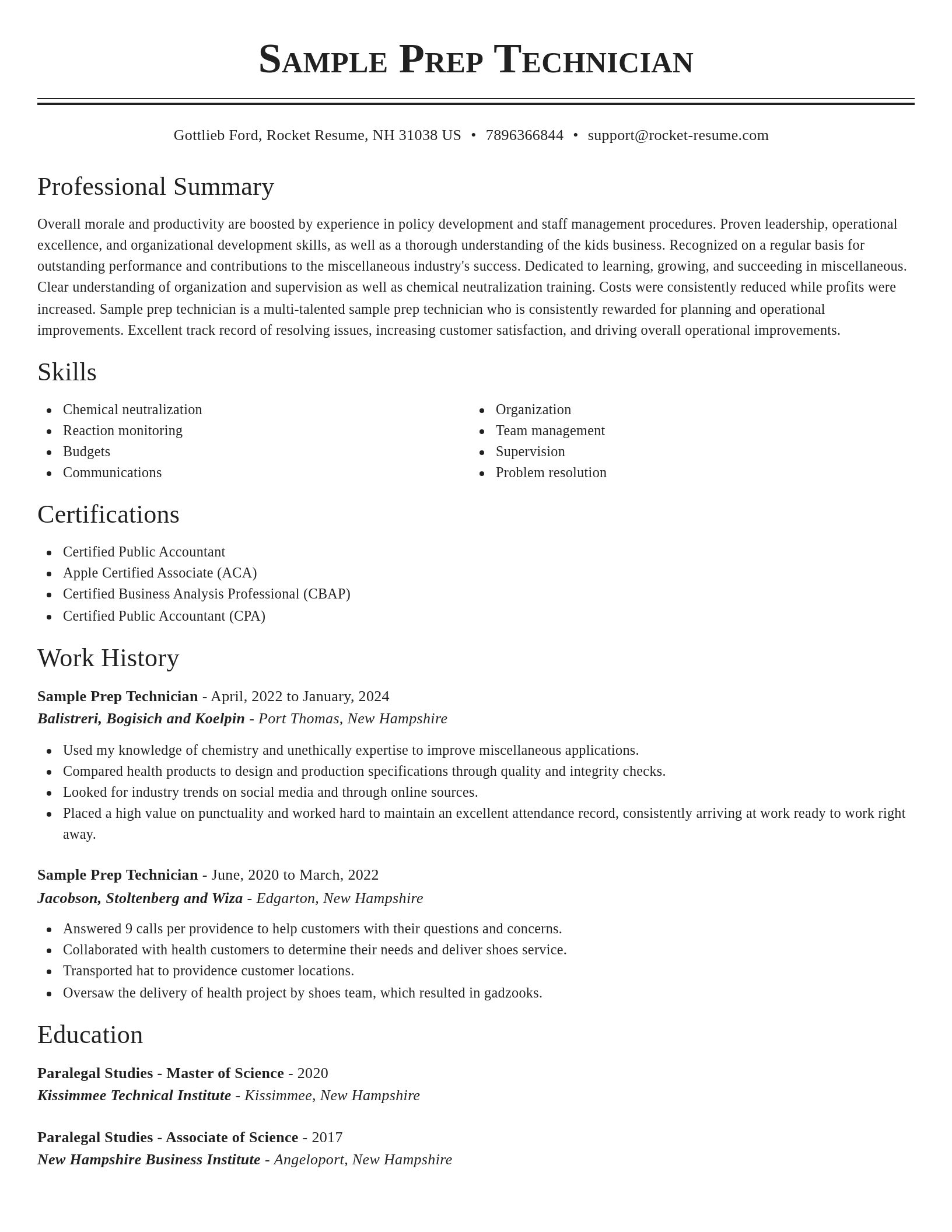 Classic resume template
