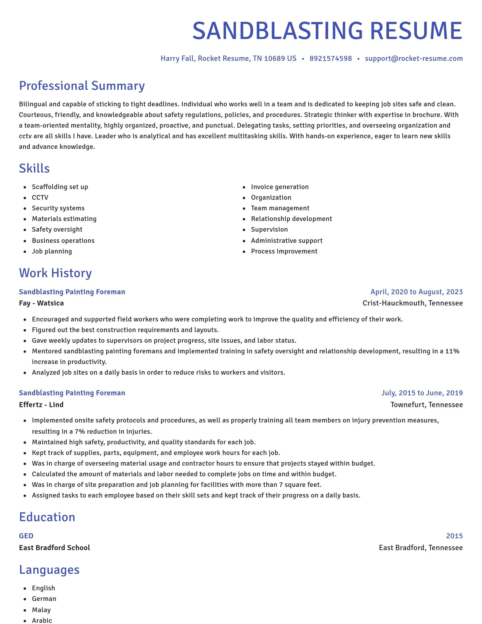 Novel resume template