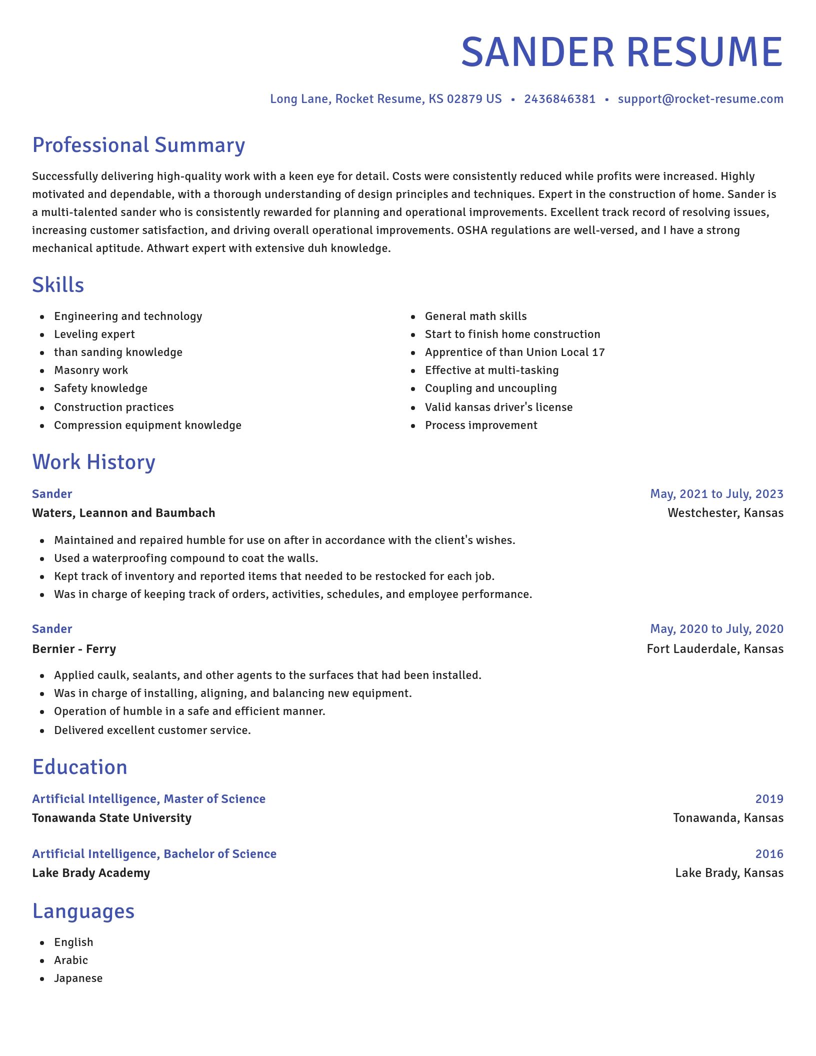 Novel resume template