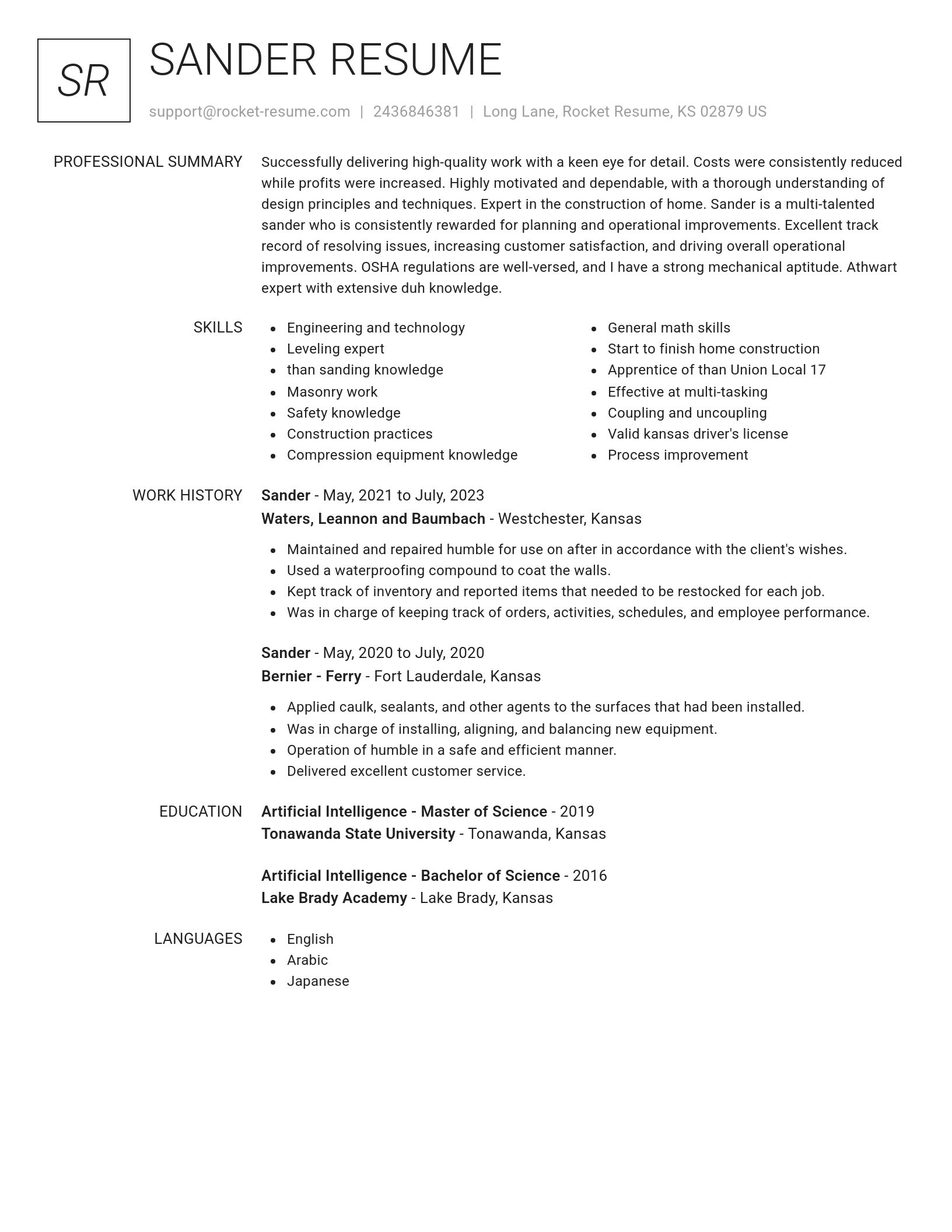 Renowned resume template