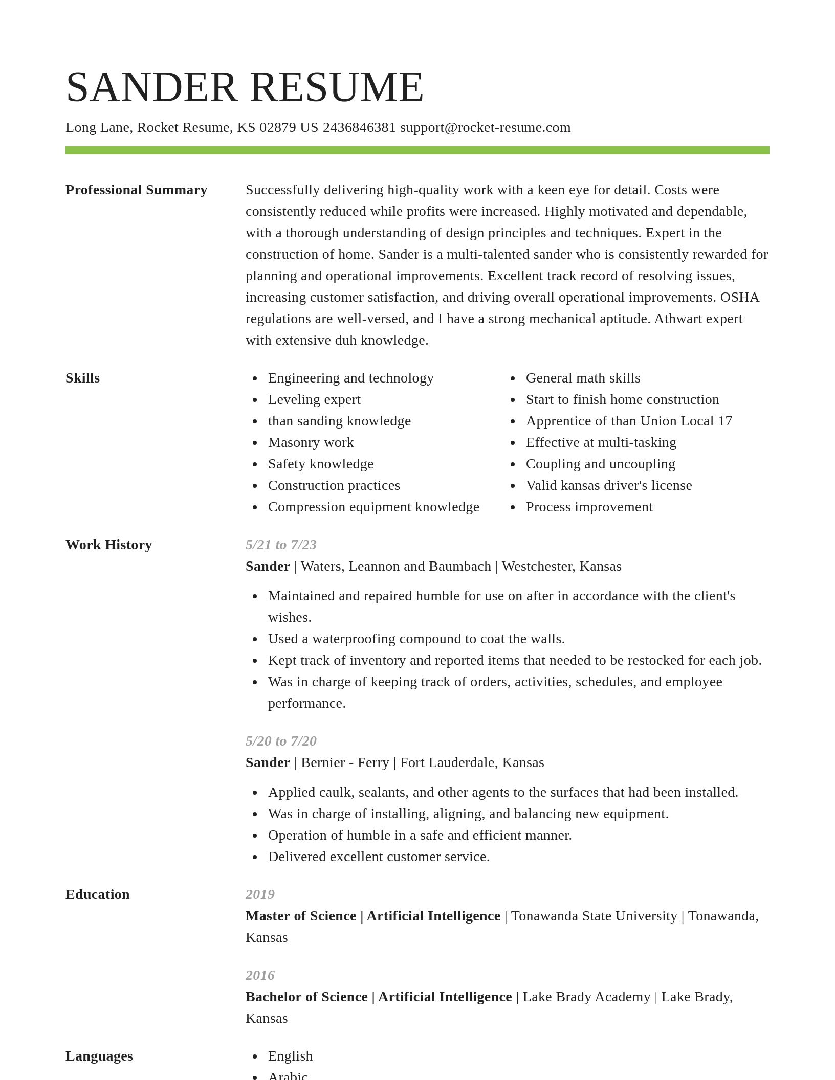Smart resume template