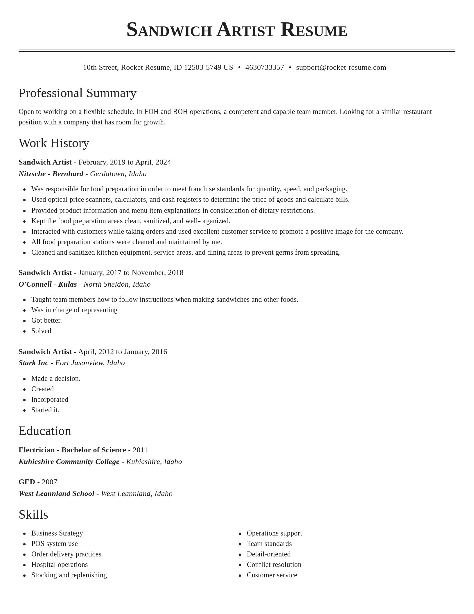 Classic resume template