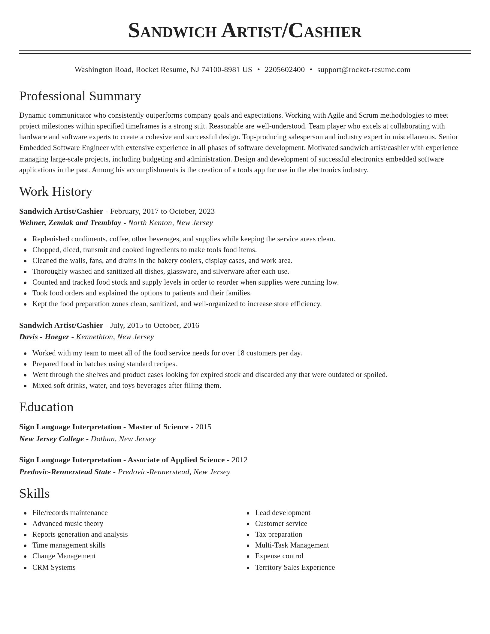 Classic resume template