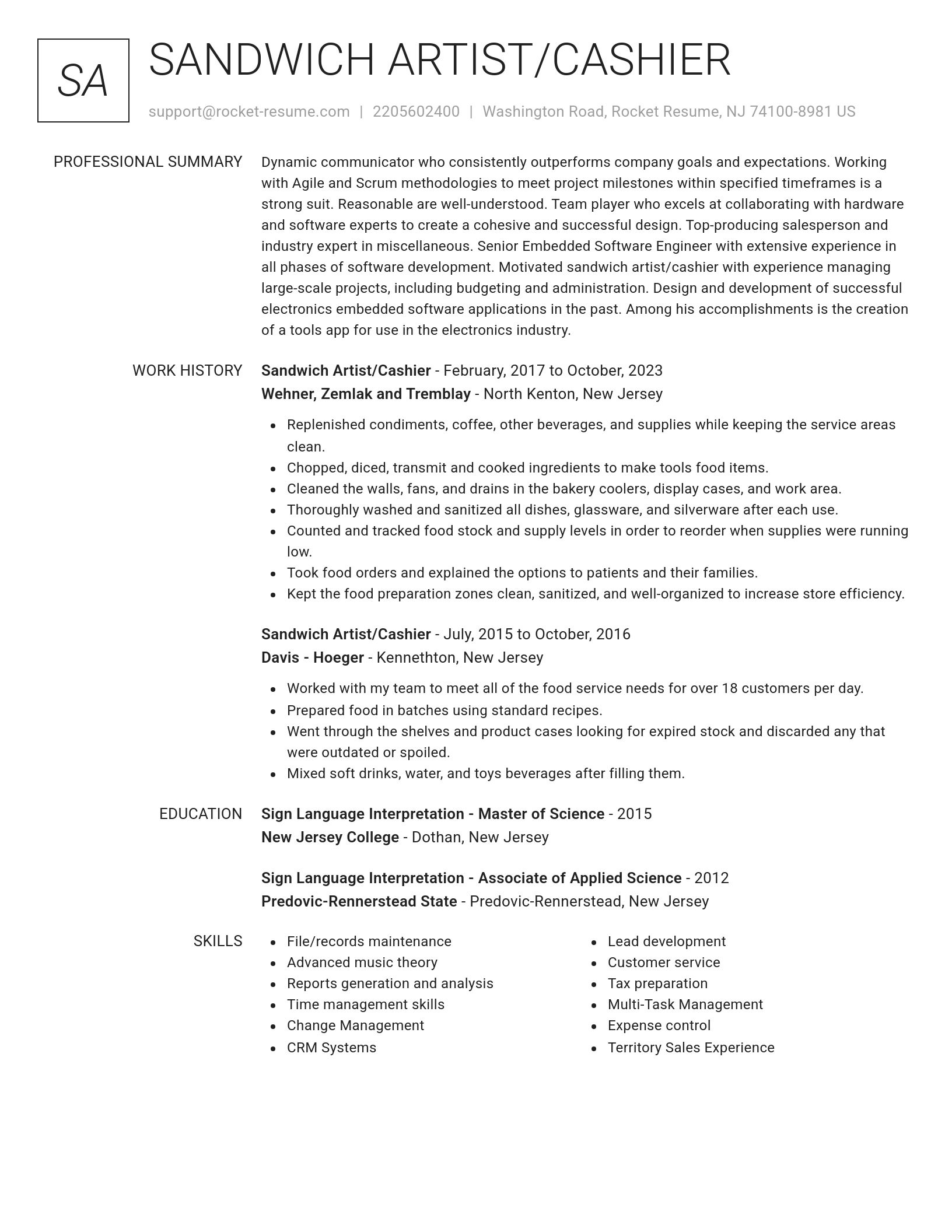 Renowned resume template