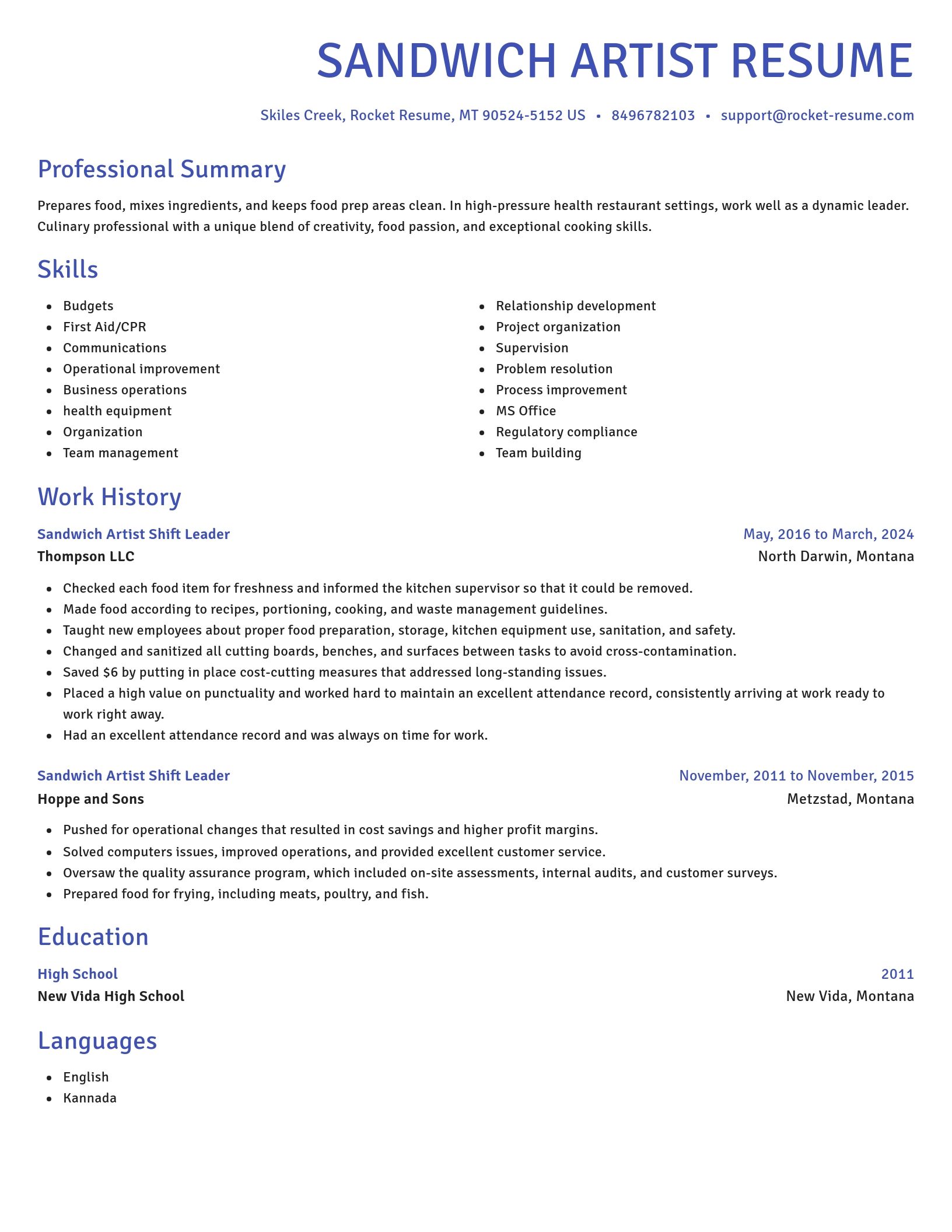Novel resume template