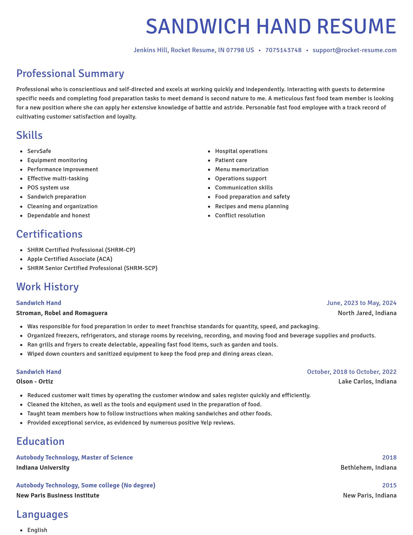 Novel resume template