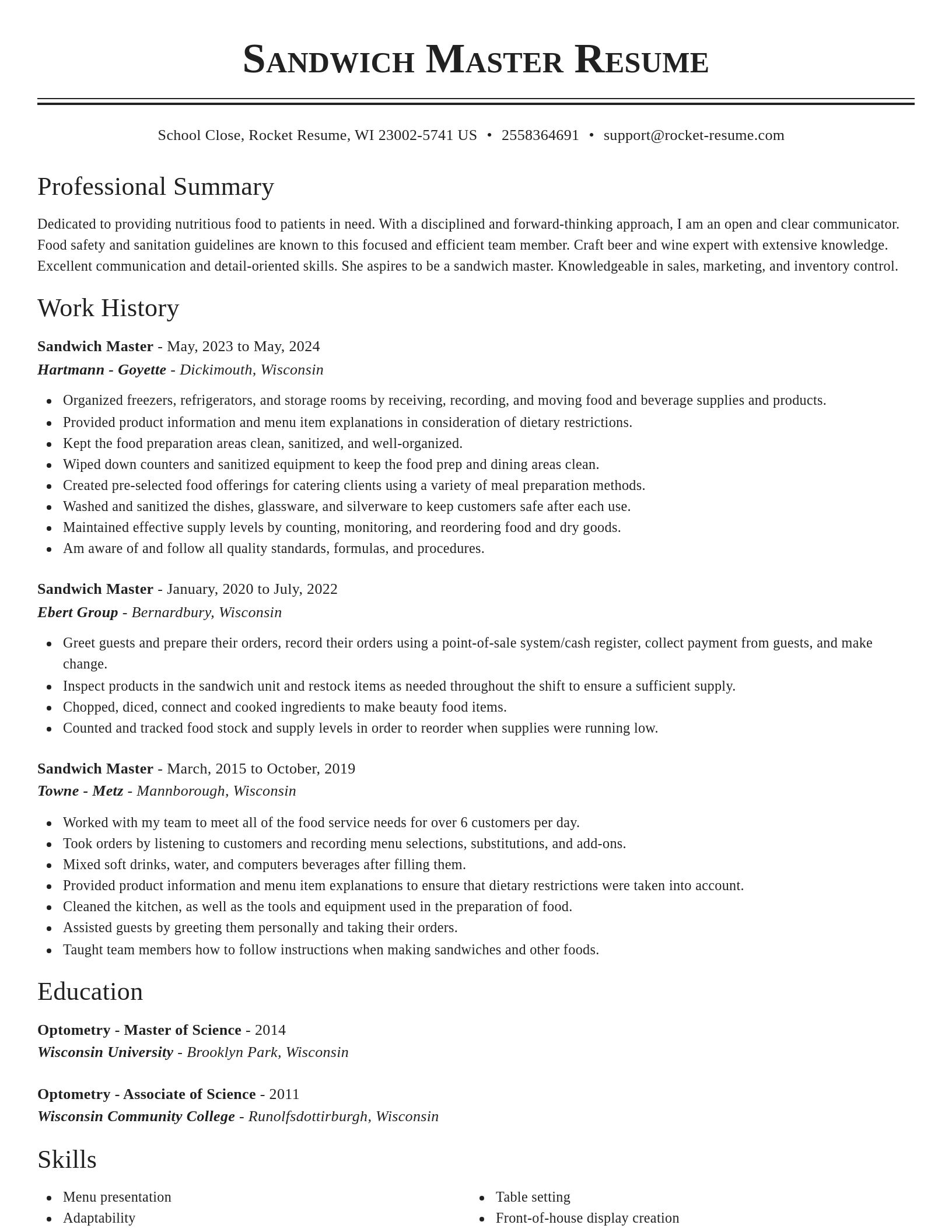 Classic resume template